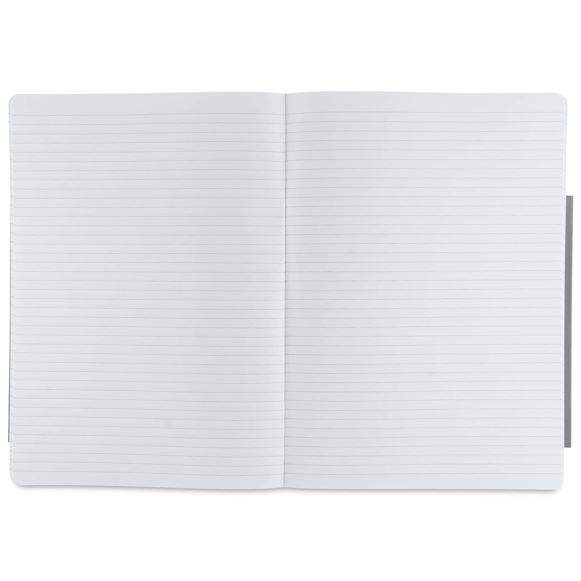Fabriano Ecoqua Plus Fabric-Bound Notebook - Grey, 8-1/4" x 11-7/10", Lined, open