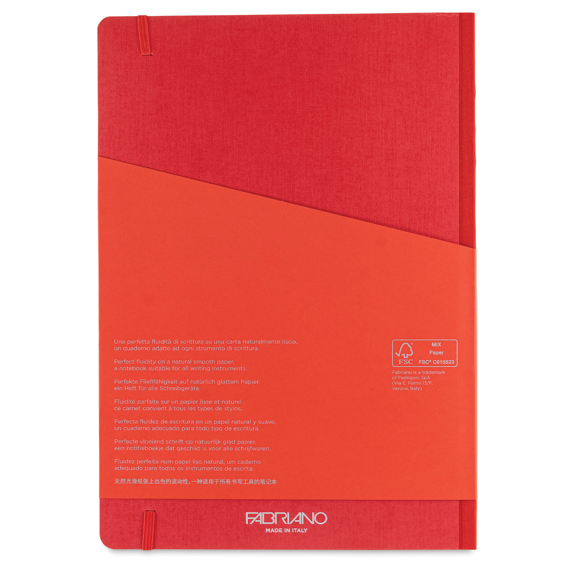 Fabriano Ecoqua Plus Fabric-Bound Notebook - Red, 8-1/4" x 11-7/10", Dot Grid, back cover