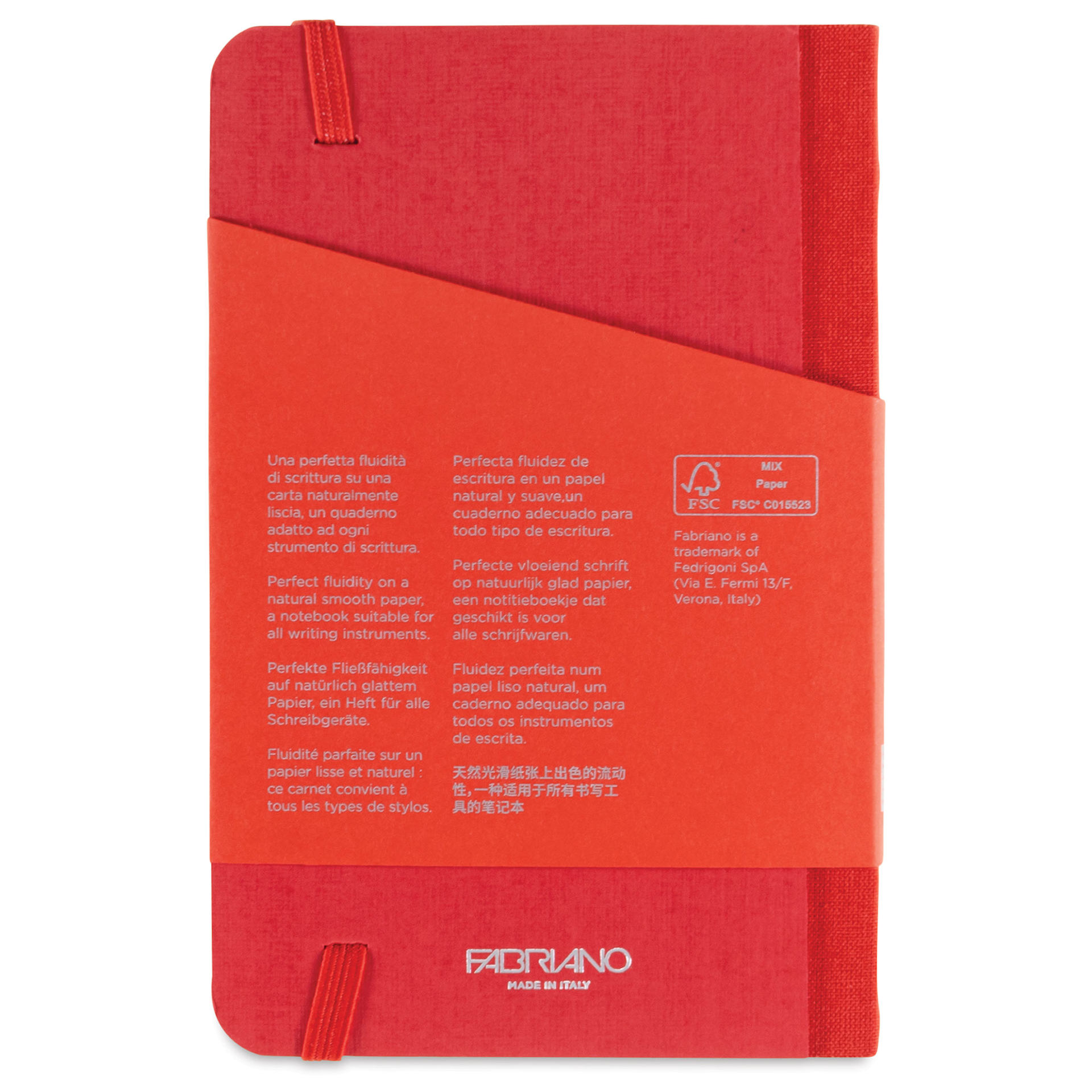 Fabriano Ecoqua Plus Fabric-Bound Notebook - Red, 3-1/2" x 5-1/2", Dot Grid, back cover