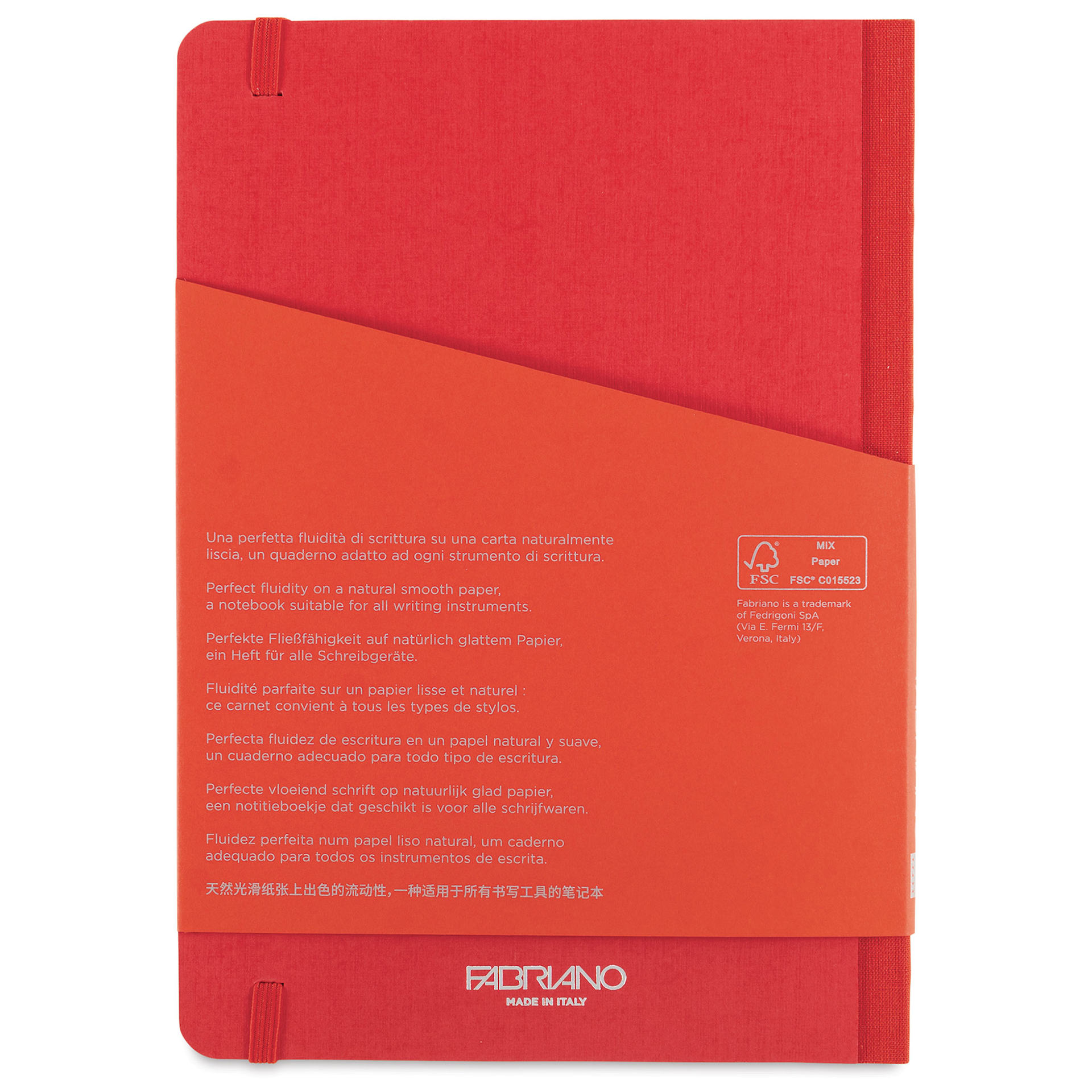 Fabriano Ecoqua Plus Fabric-Bound Notebook - Red, 5-4/5" x 8-1/4", Dot Grid, back cover