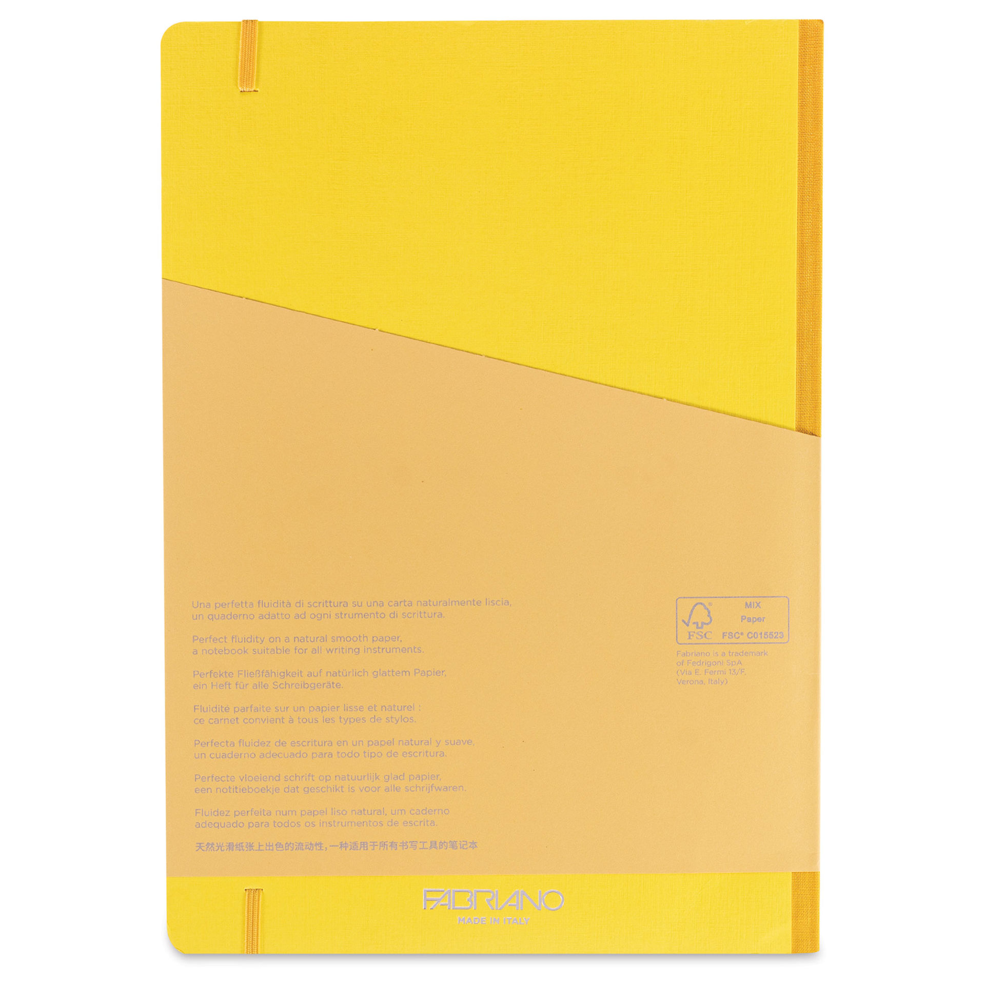 Fabriano Ecoqua Plus Fabric-Bound Notebook - Yellow, 8-1/4" x 11-7/10", Lined, back cover