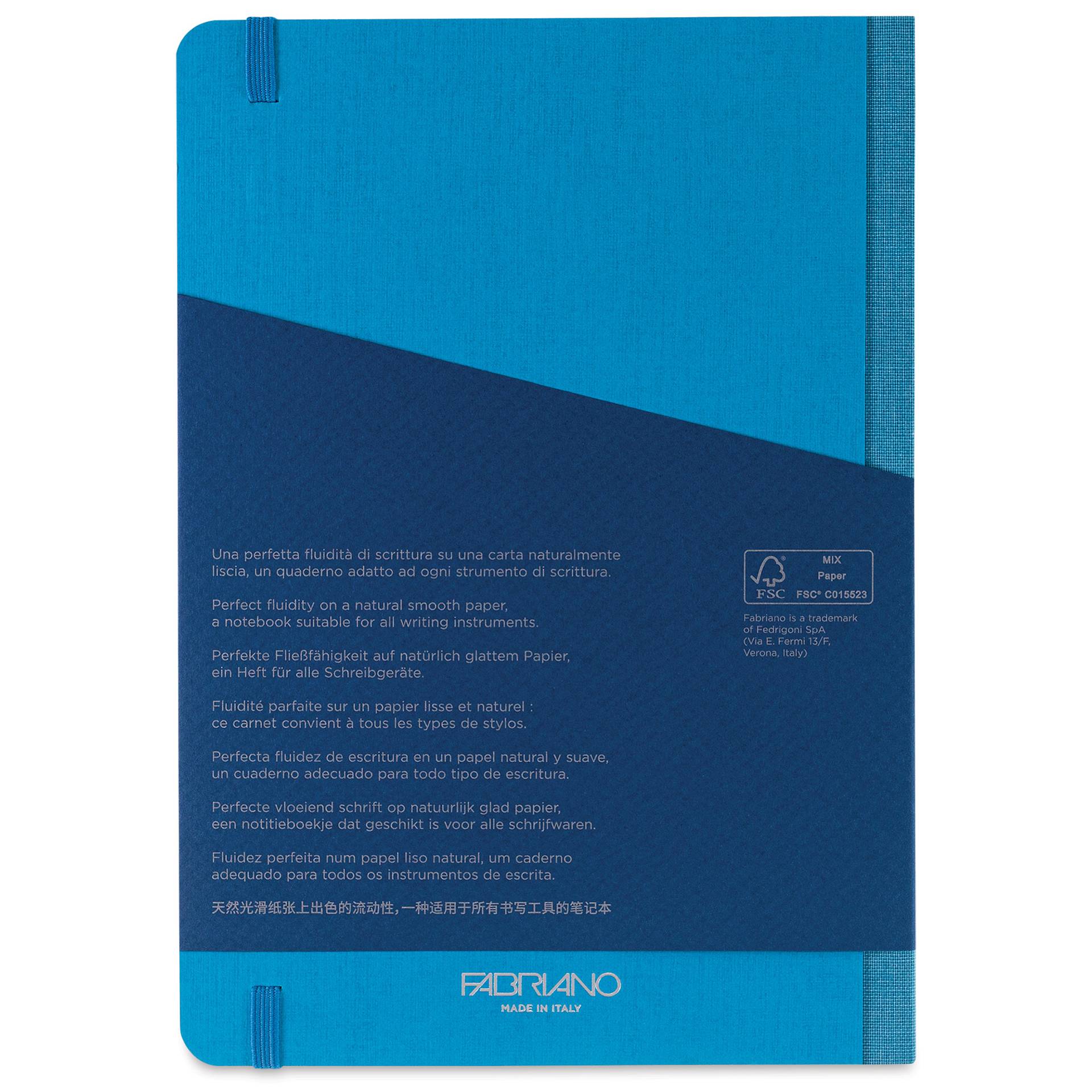 Fabriano Ecoqua Plus Fabric-Bound Notebook - Turquoise, 5-4/5" x 8-1/4", Dot Grid, back cover
