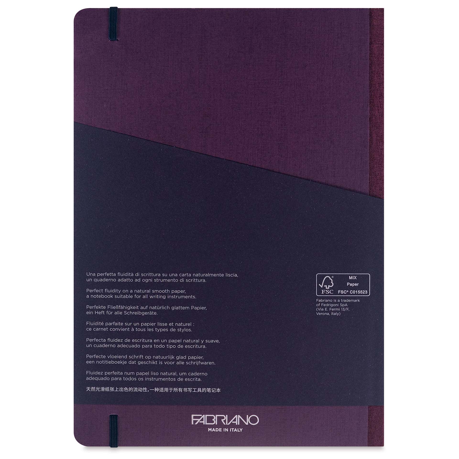 Fabriano Ecoqua Plus Fabric-Bound Notebook - Wine, 8-1/4" x 11-7/10", Lined, back cover