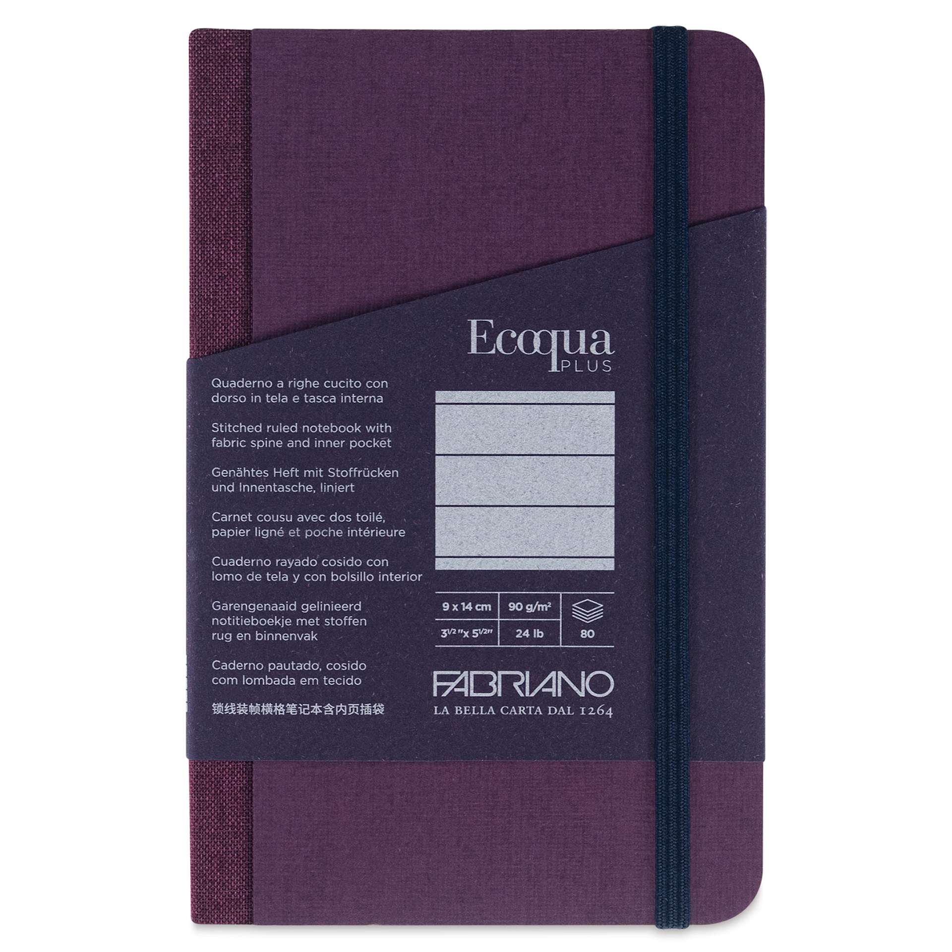 Fabriano Ecoqua Plus Fabric-Bound Notebook - Wine, 3-1/2" x 5-1/2", Lined, front cover