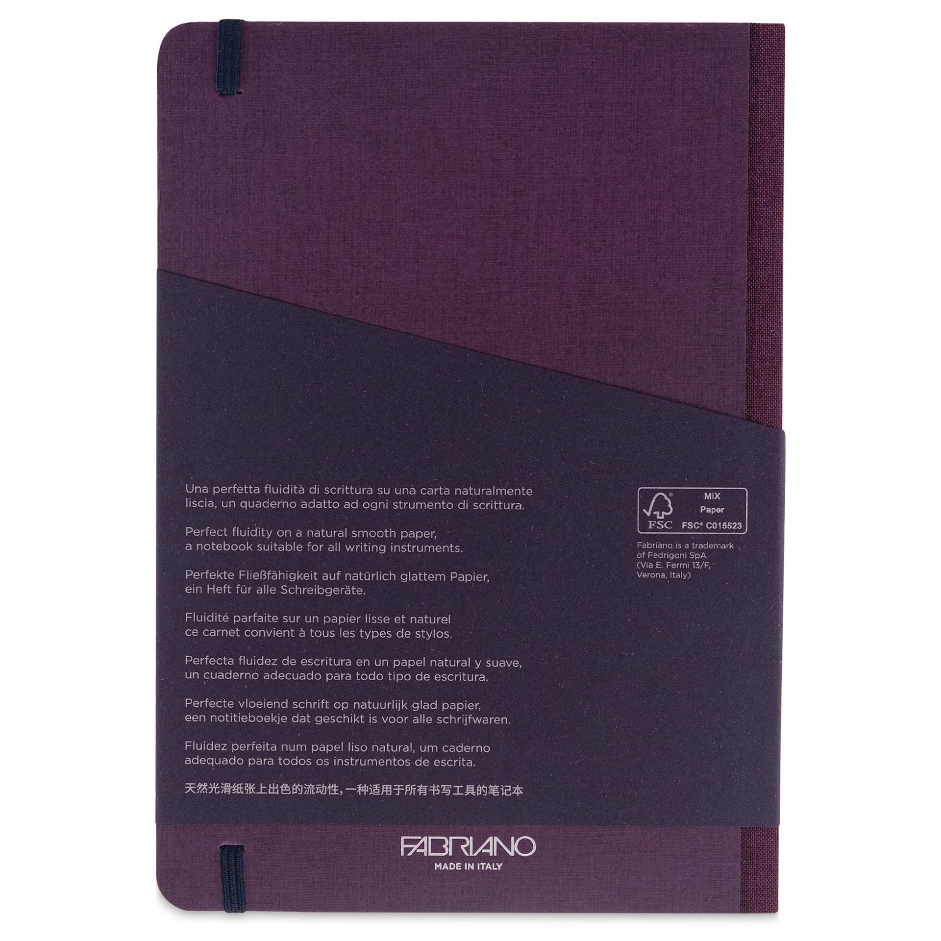 Fabriano Ecoqua Plus Fabric-Bound Notebook - Wine, 5-4/5" x 8-1/4", Lined, back cover