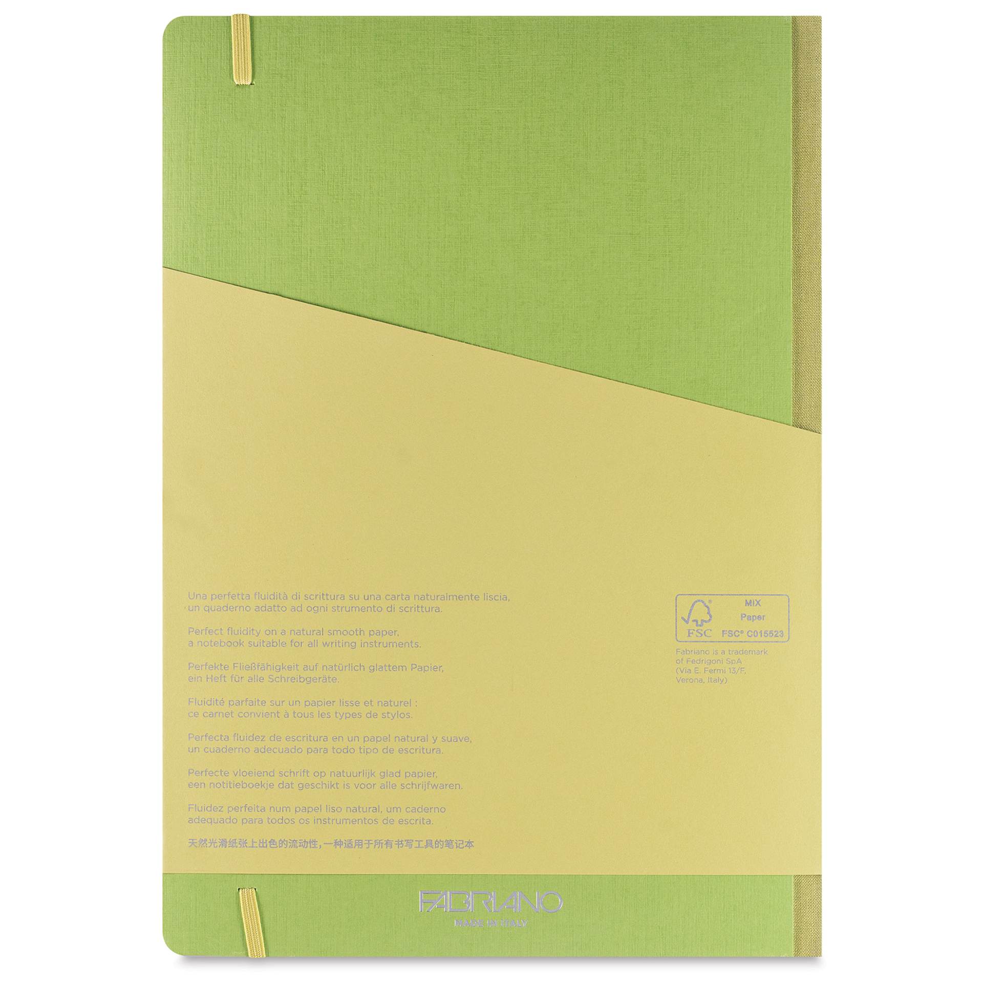 Fabriano Ecoqua Plus Fabric-Bound Notebook - Lime, 8-1/4" x 11-7/10", Dot Grid, back cover