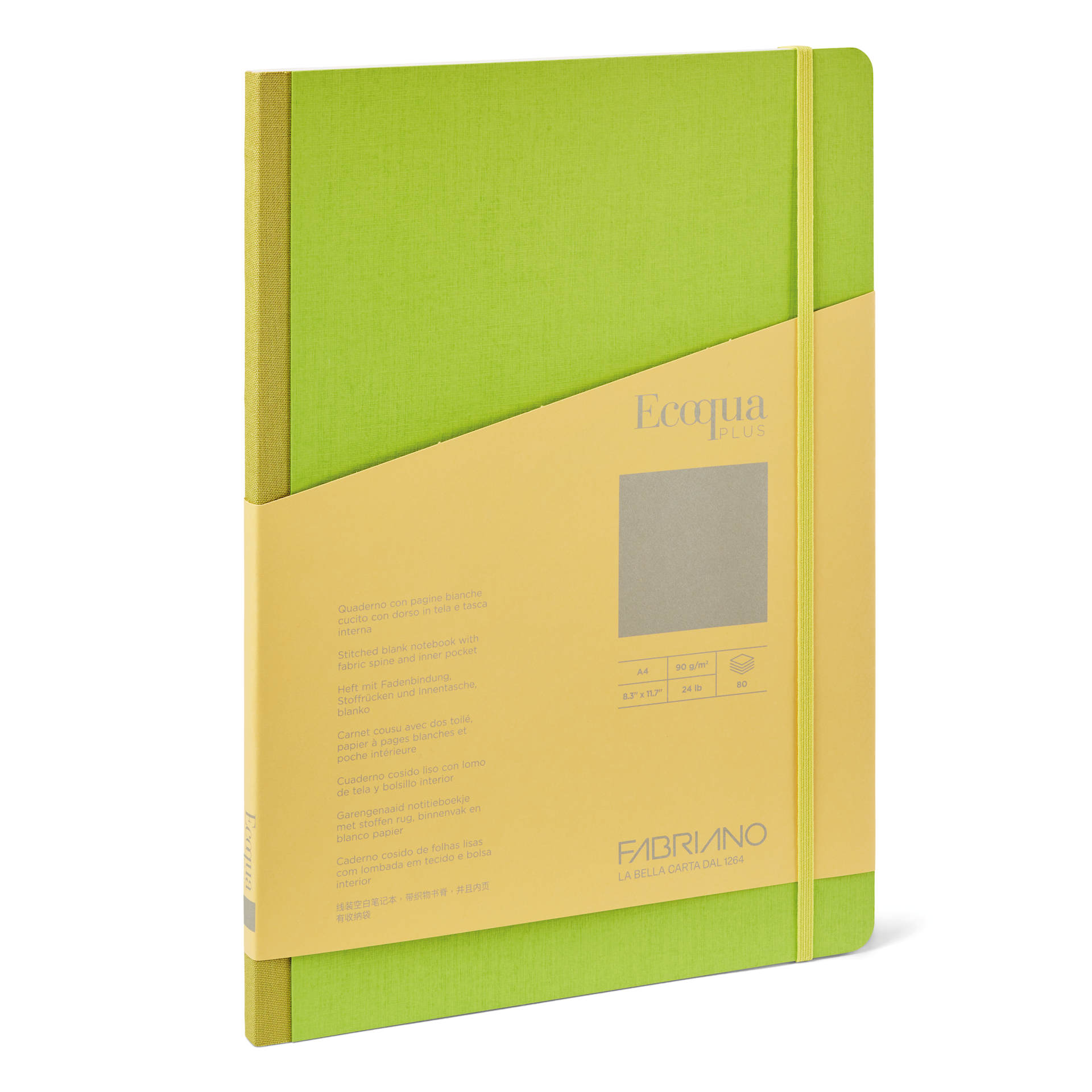 Fabriano Ecoqua Plus Fabric Blank A5 Notebook, 80 Sheets, Lime