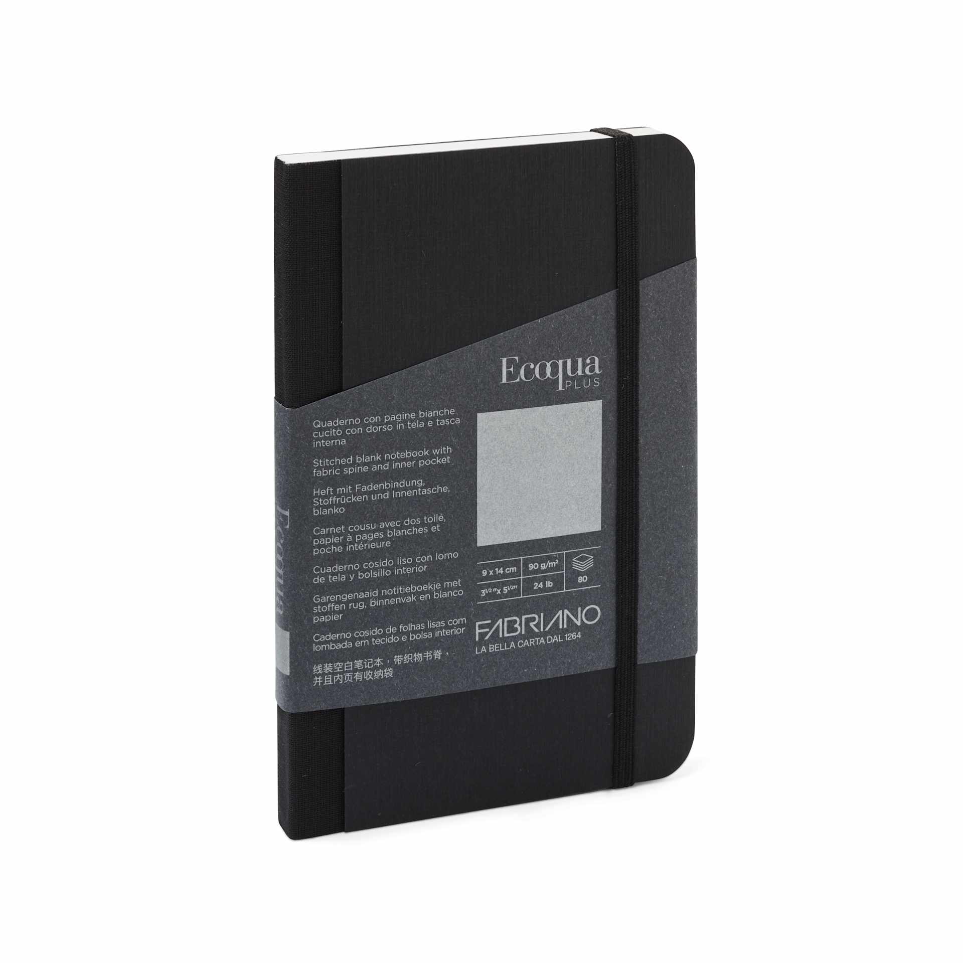 Fabriano Ecoqua Plus Fabric Blank A5 Notebook, 80 Sheets, Black