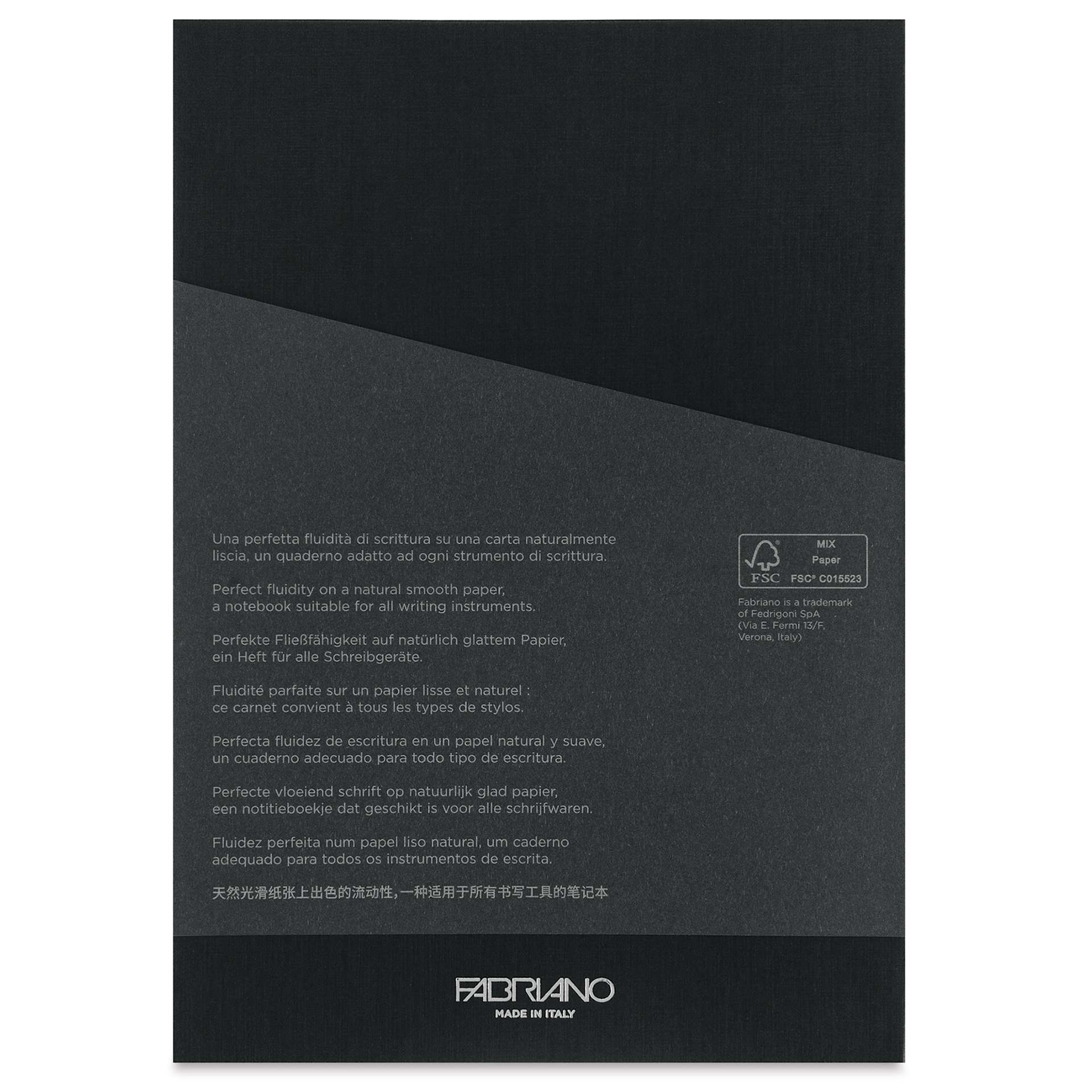 Fabriano Ecoqua Plus Glue-Bound Notebook - Black, 5-4/5" x 8-1/4", Lined, back cover