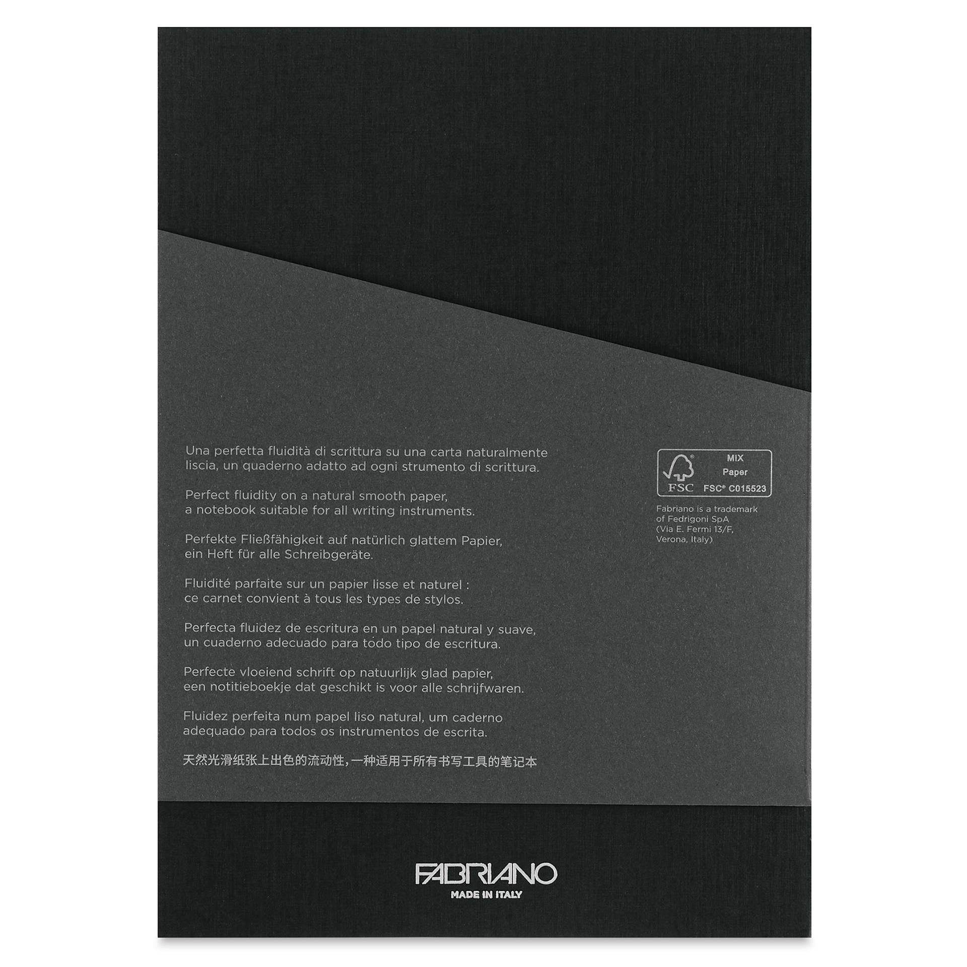 Fabriano Ecoqua Plus Glue-Bound Notebook - Black, 5-4/5" x 8-1/4", Dot Grid, back cover