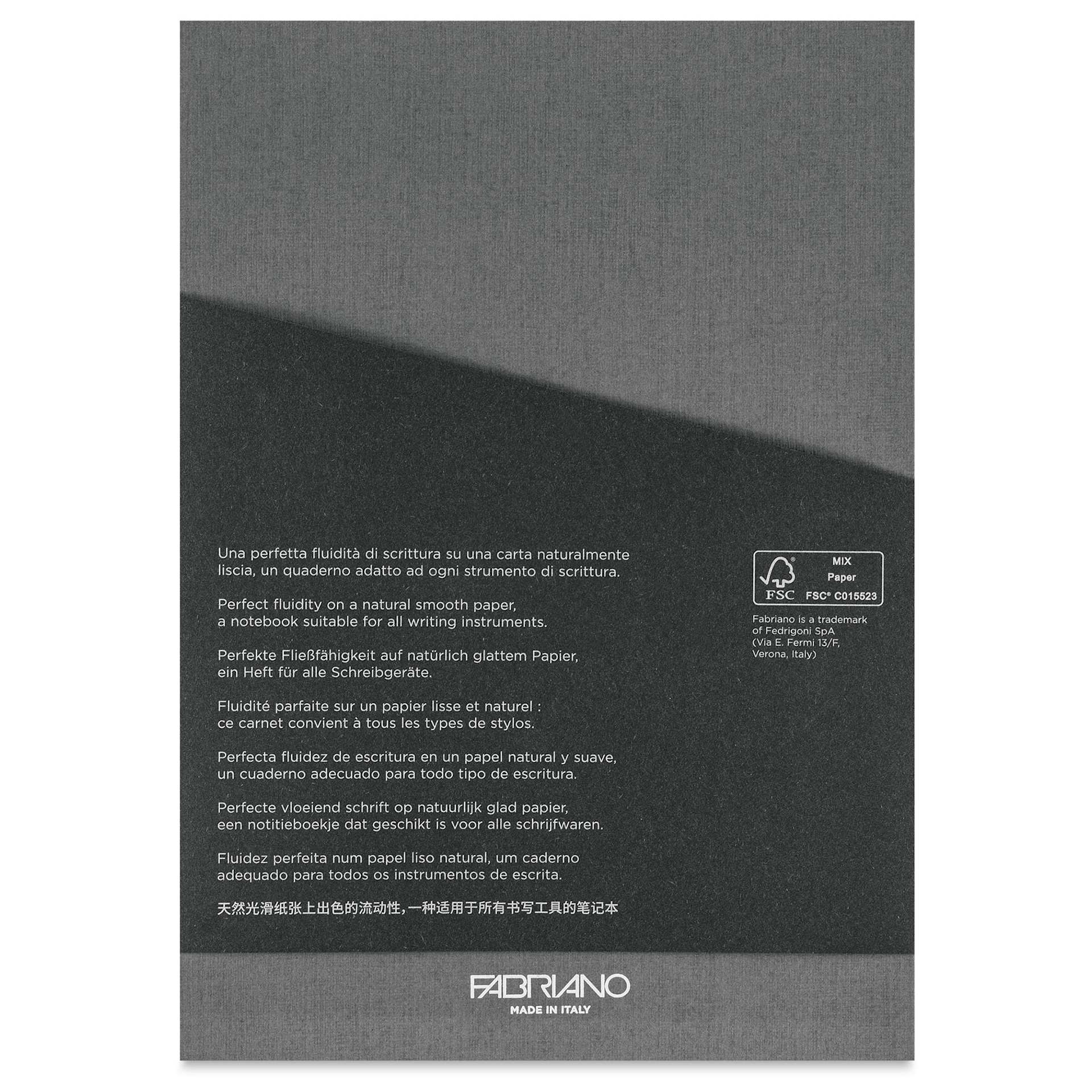Fabriano Ecoqua Plus Glue-Bound Notebook - Grey, 8-1/4" x 11-7/10", Lined, back cover