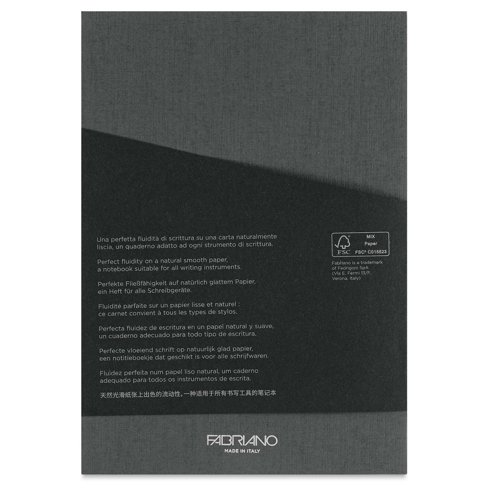 Fabriano Ecoqua Plus Glue-Bound Notebook - Grey, 5-4/5" x 8-1/4", Lined, back cover