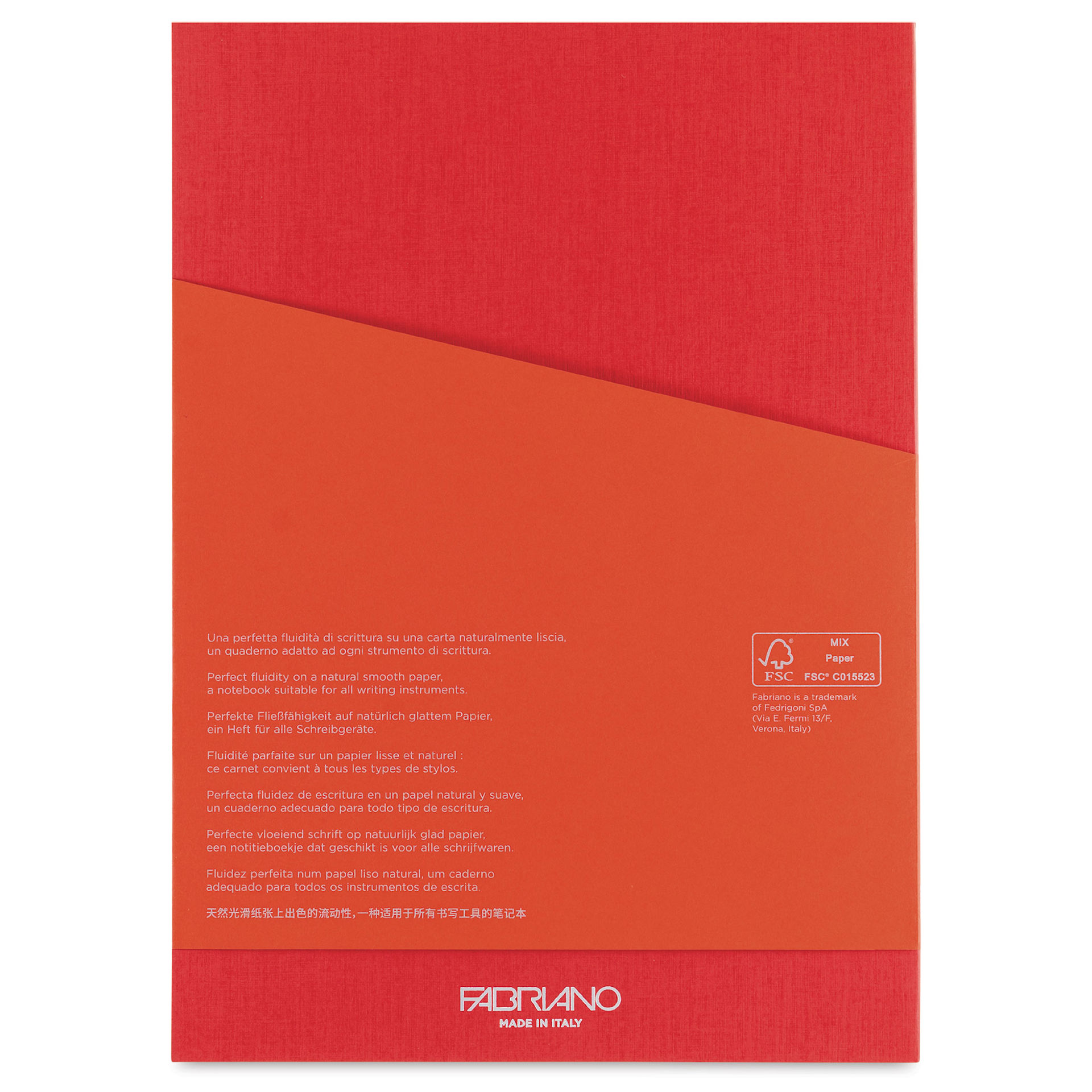 Fabriano Ecoqua Plus Glue-Bound Notebook - Red, 8-1/4" x 11-7/10", Lined, back cover