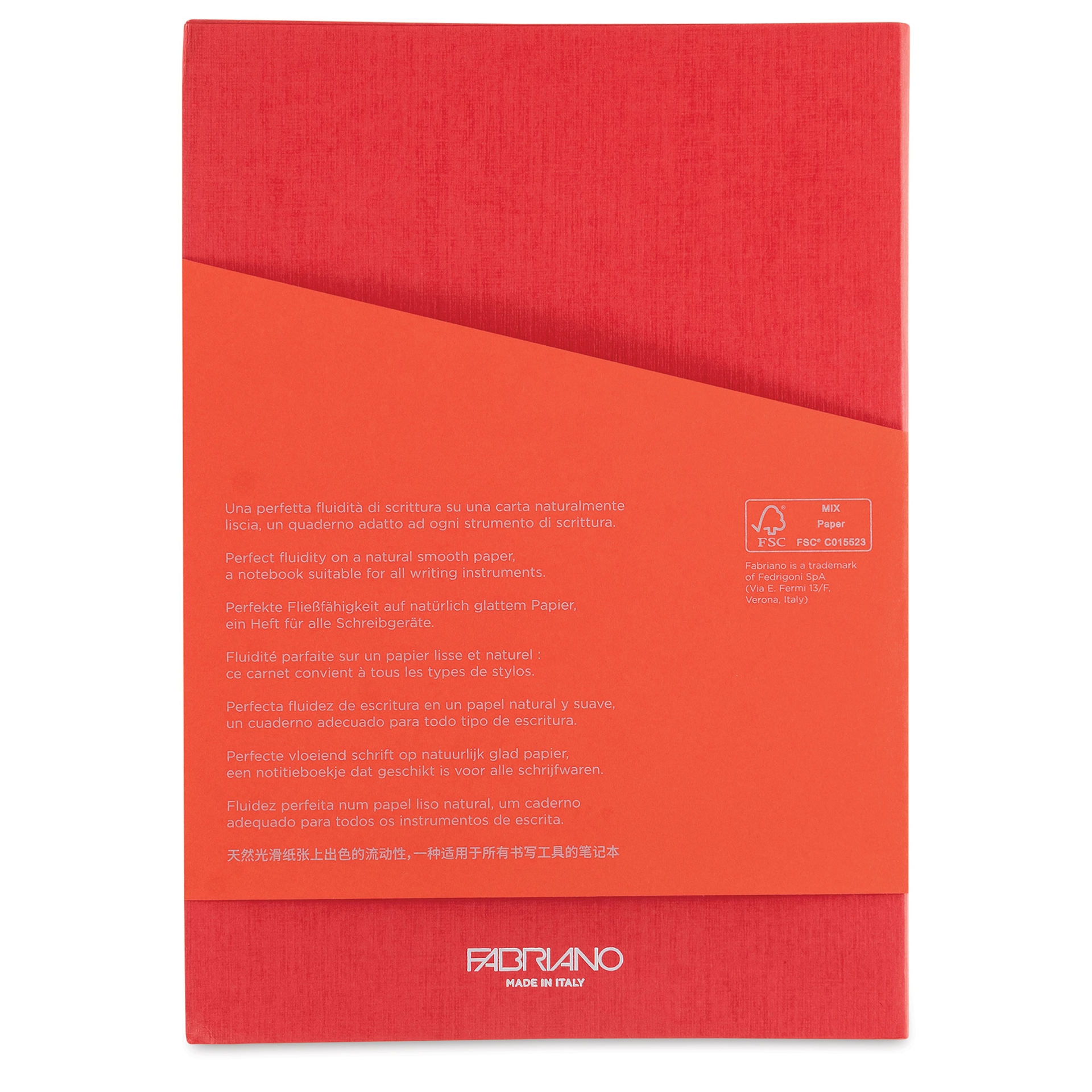 Fabriano Ecoqua Plus Glue-Bound Notebook - Red, 5-4/5" x 8-1/4", Lined, back cover