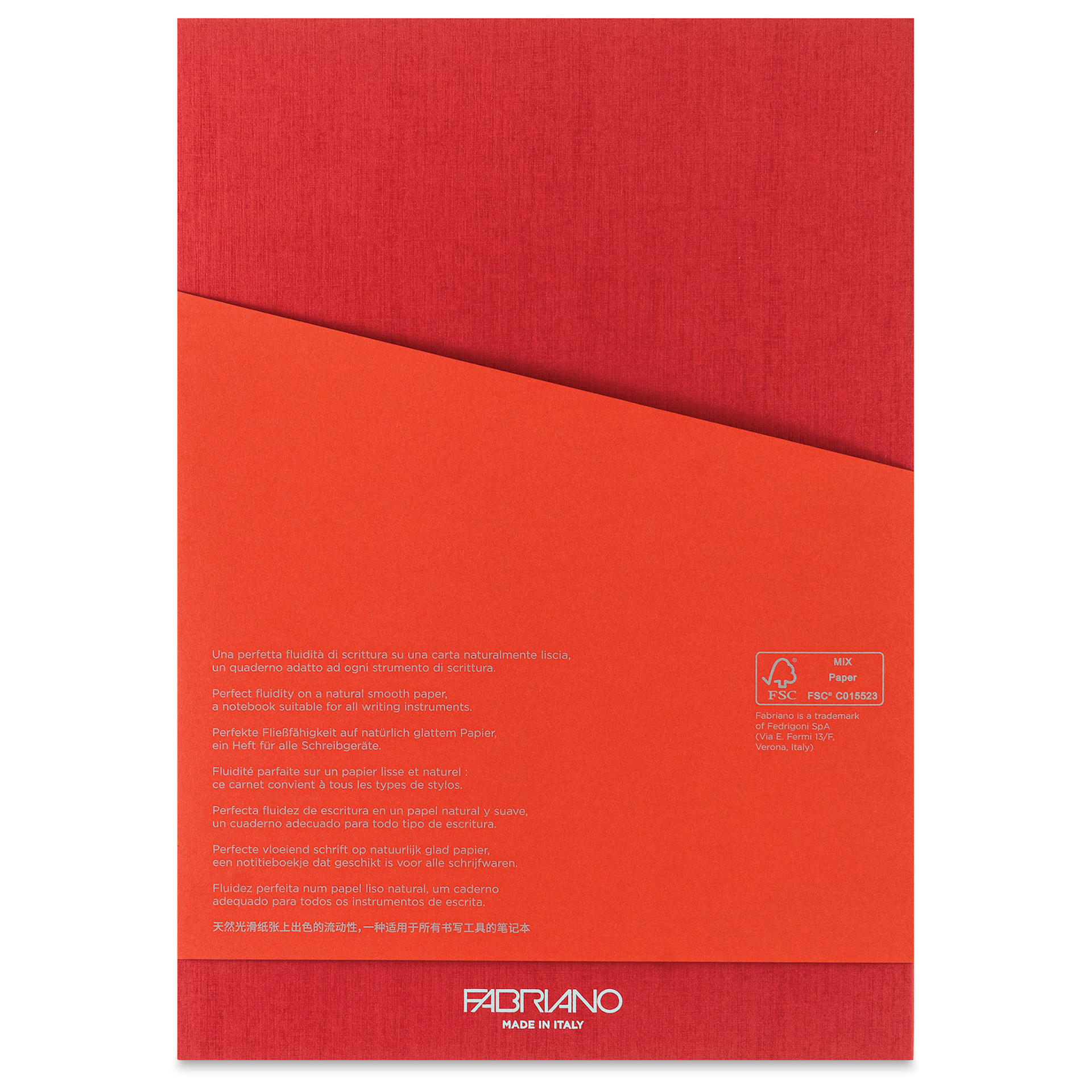 Fabriano Ecoqua Plus Glue-Bound Notebook - Red, 8-1/4" x 11-7/10", Dot Grid, back cover