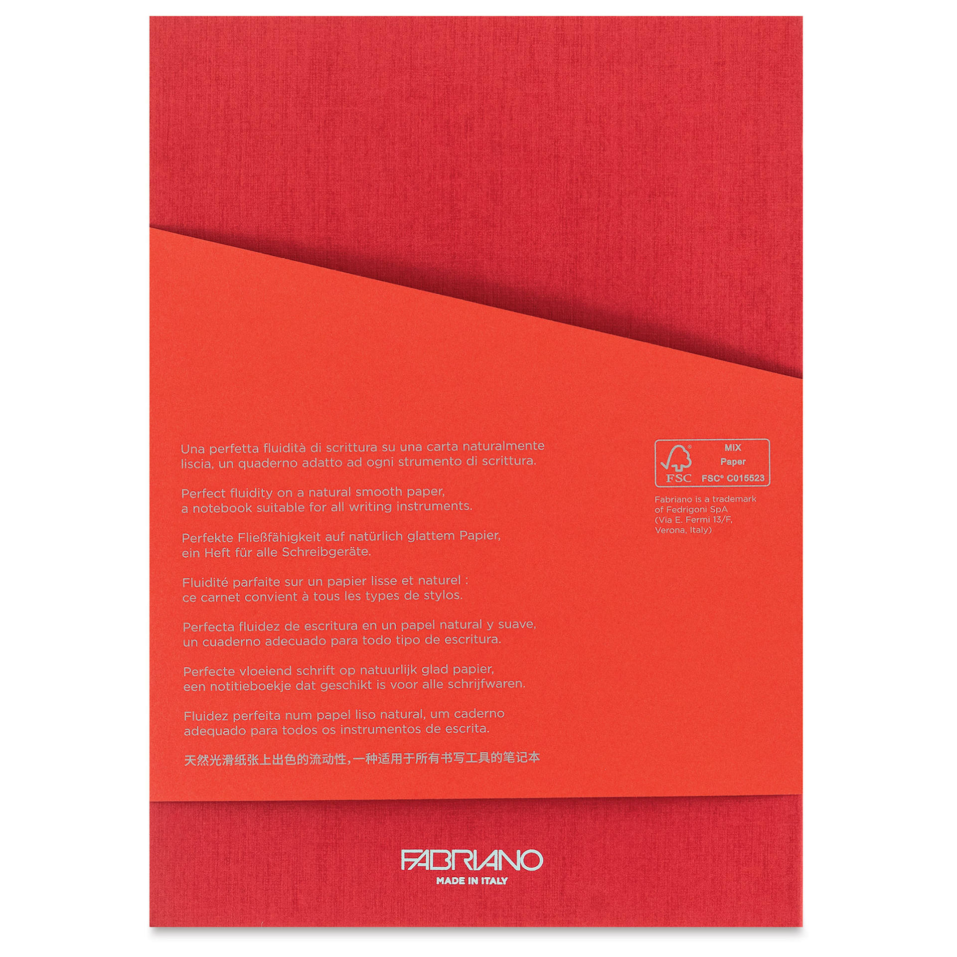Fabriano Ecoqua Plus Glue-Bound Notebook - Red, 5-4/5" x 8-1/4", Dot Grid, back cover