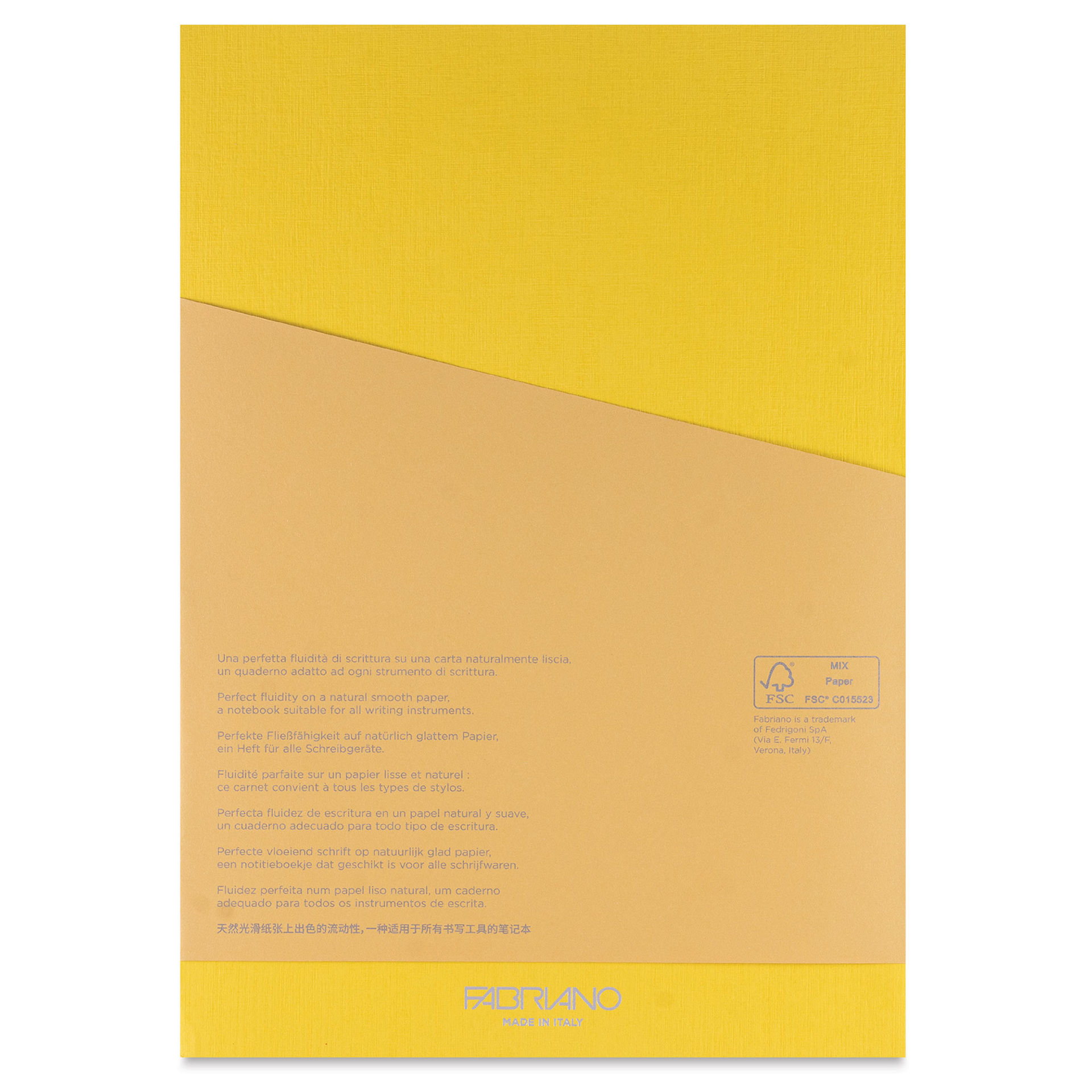 Fabriano Ecoqua Plus Glue-Bound Notebook - Yellow, 8-1/4" x 11-7/10", Lined, back cover