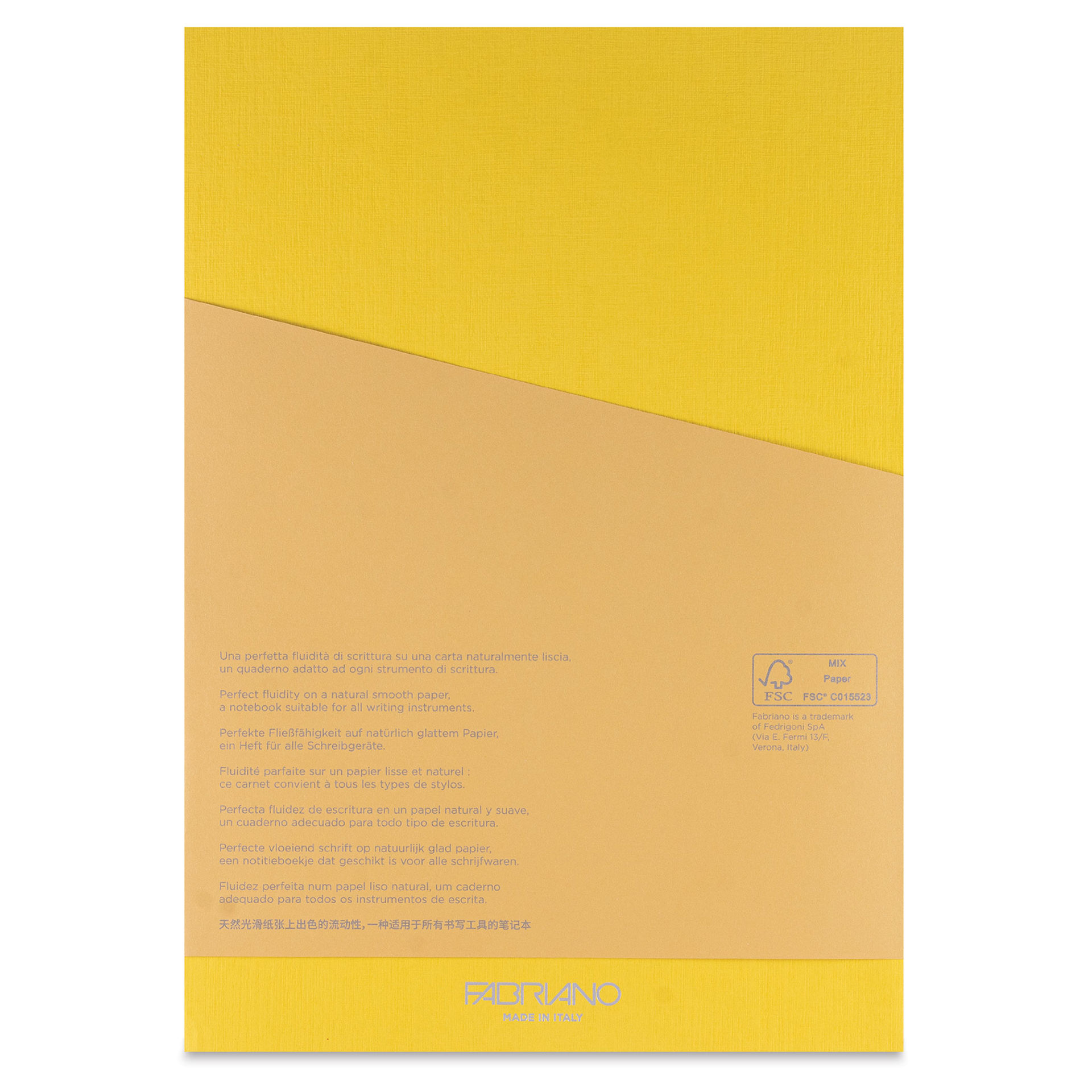 Fabriano Ecoqua Plus Glue-Bound Notebook - Yellow, 5-4/5" x 8-1/4", Lined, back cover