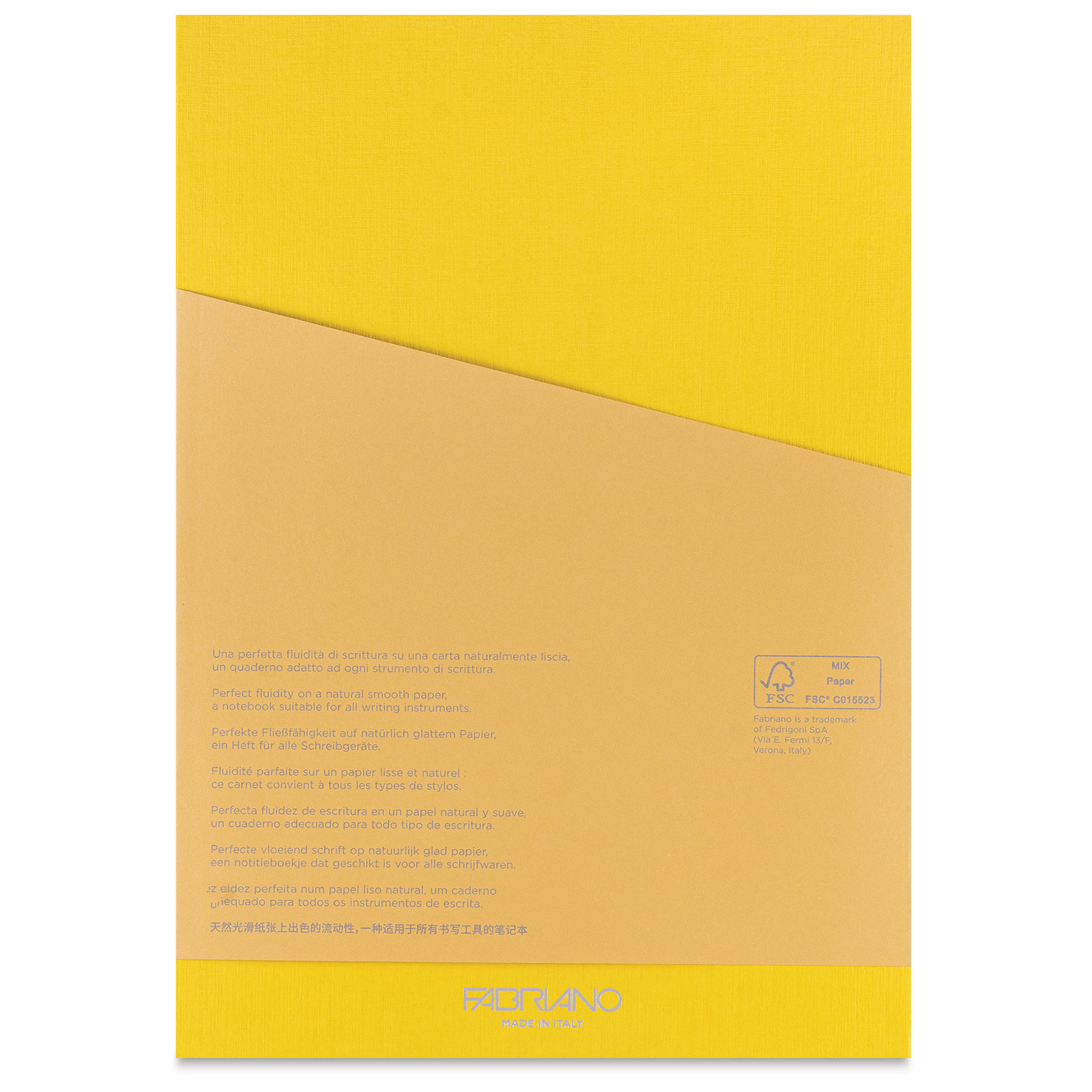 Fabriano Ecoqua Plus Glue-Bound Notebook - Yellow, 8-1/4" x 11-7/10", Dot Grid, back cover