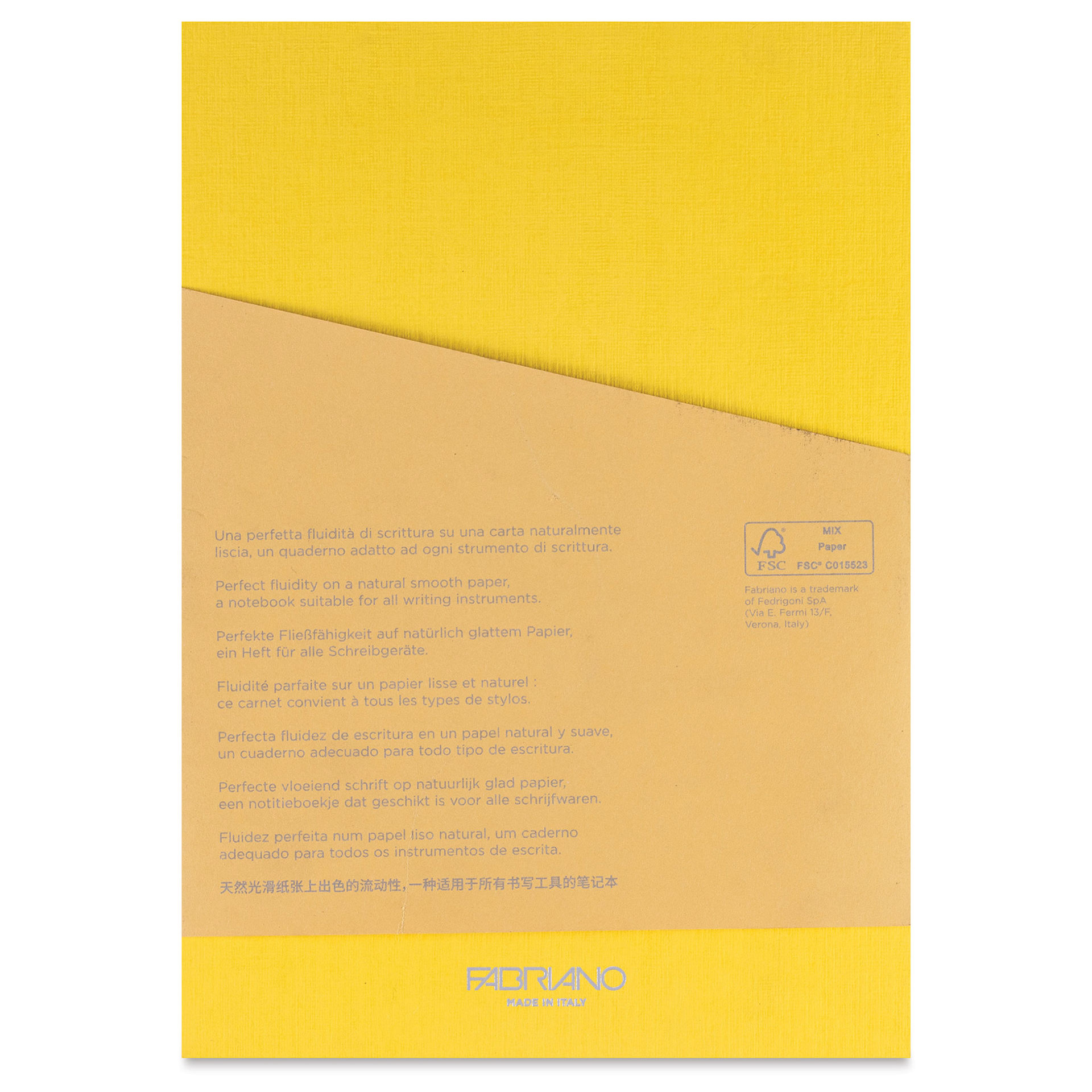 Fabriano Ecoqua Plus Glue-Bound Notebook - Yellow, 5-4/5" x 8-1/4", Dot Grid, back cover