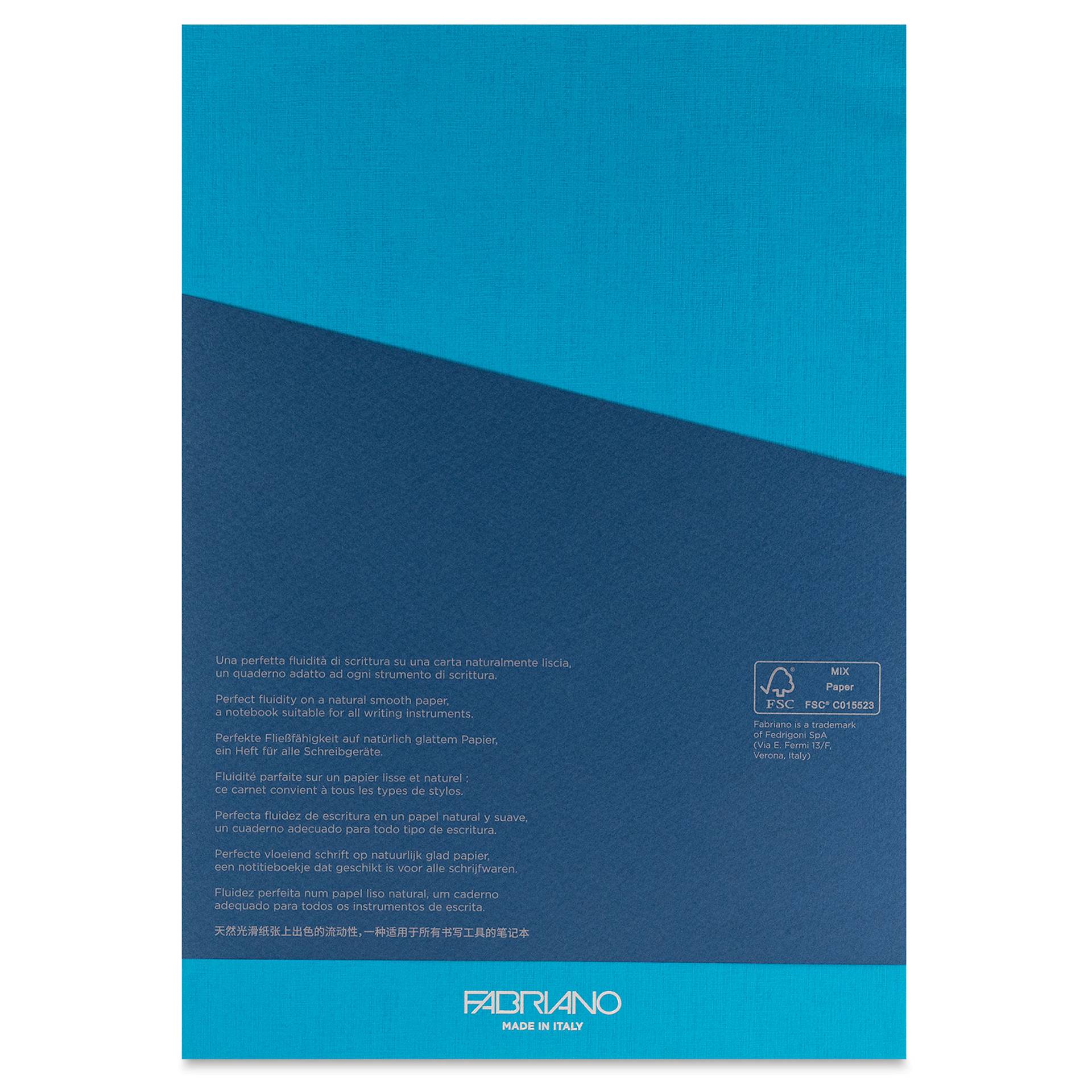 Fabriano Ecoqua Plus Glue-Bound Notebook - Turquoise, 8-1/4" x 11-7/10", Lined, back cover