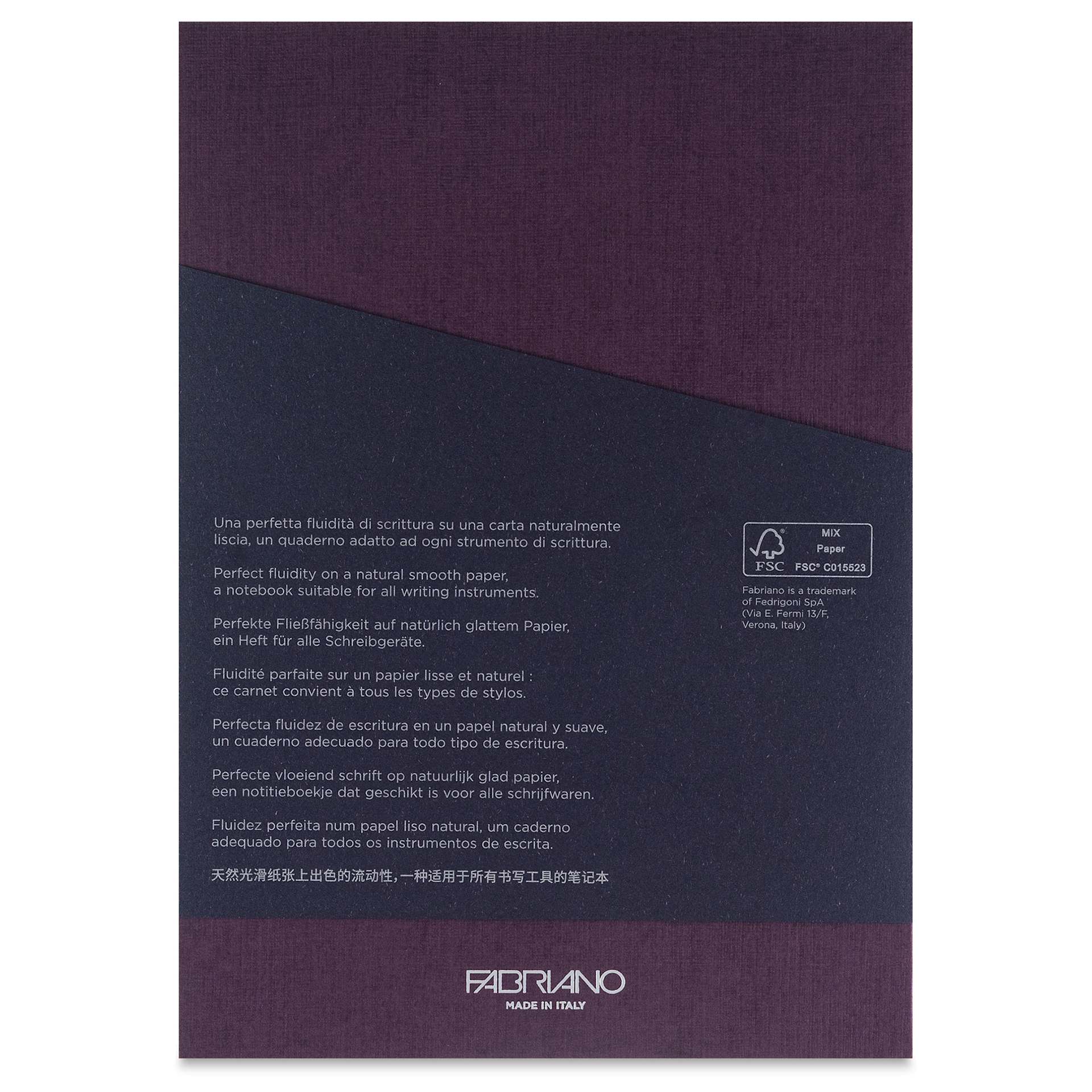 Fabriano Ecoqua Plus Glue-Bound Notebook - Wine, 5-4/5" x 8-1/4", Dot Grid, back cover