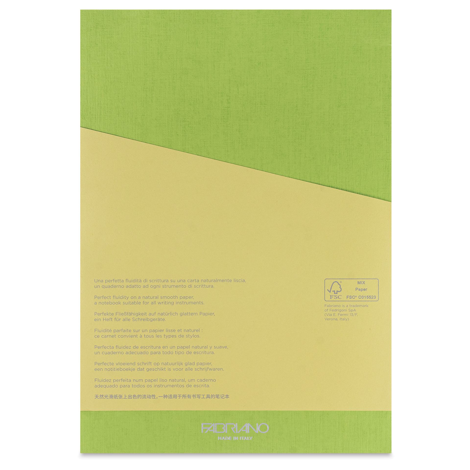 Fabriano Ecoqua Plus Glue-Bound Notebook - Lime, 8-1/4" x 11-7/10", Lined, back cover