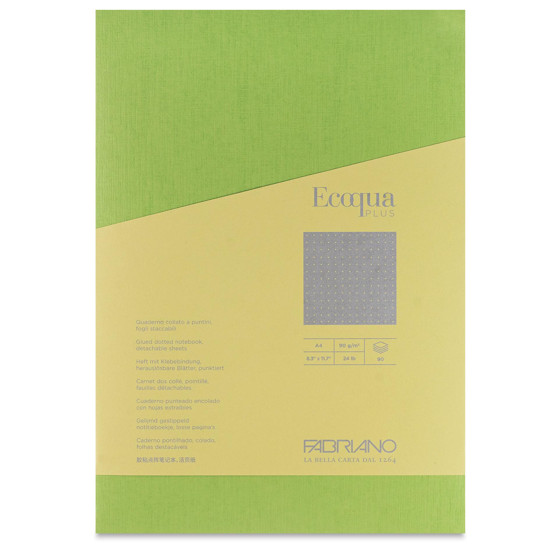 Fabriano Ecoqua Plus Glue-Bound Notebook - Lime, 8-1/4" x 11-7/10", Dot Grid, front cover