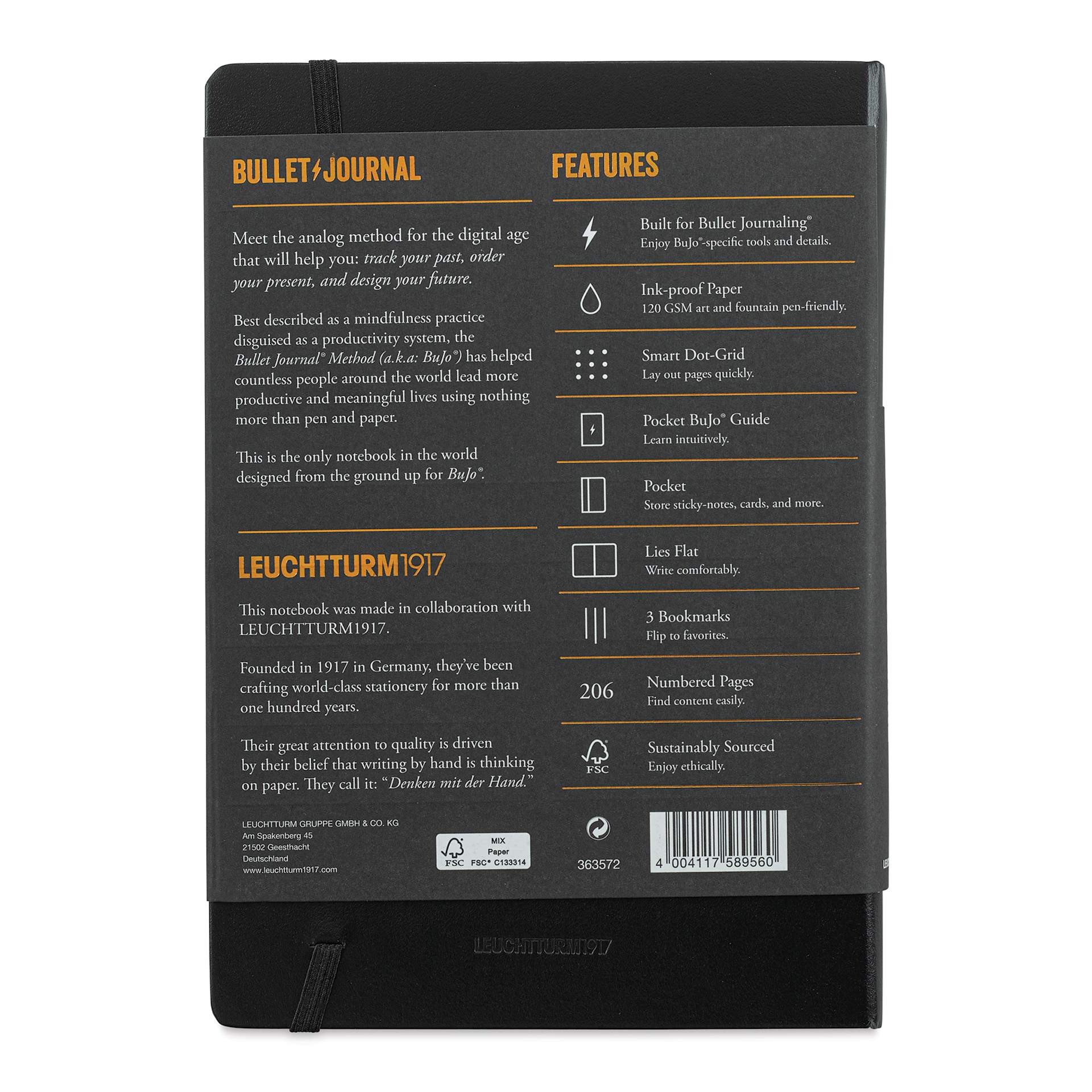 Leuchtturm1917 Bullet Journal Edition 2 - Black, 6" x 8" (back)