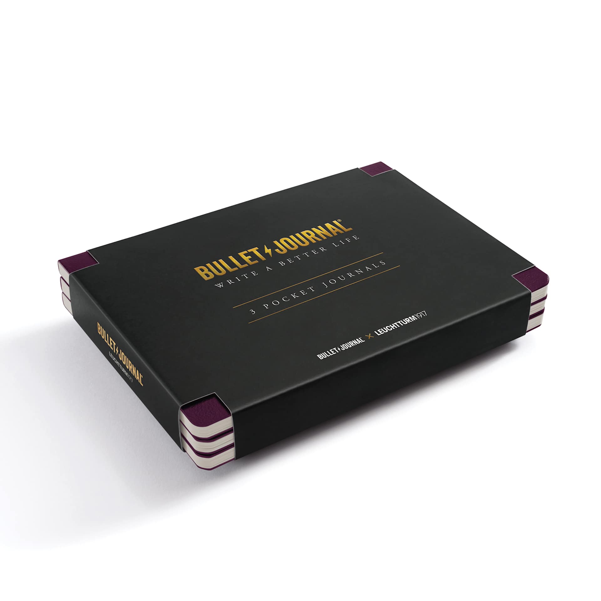 Leuchtturm1917 Bullet Journal Pocket Edition, Purple, Pkg of 3, in packaging