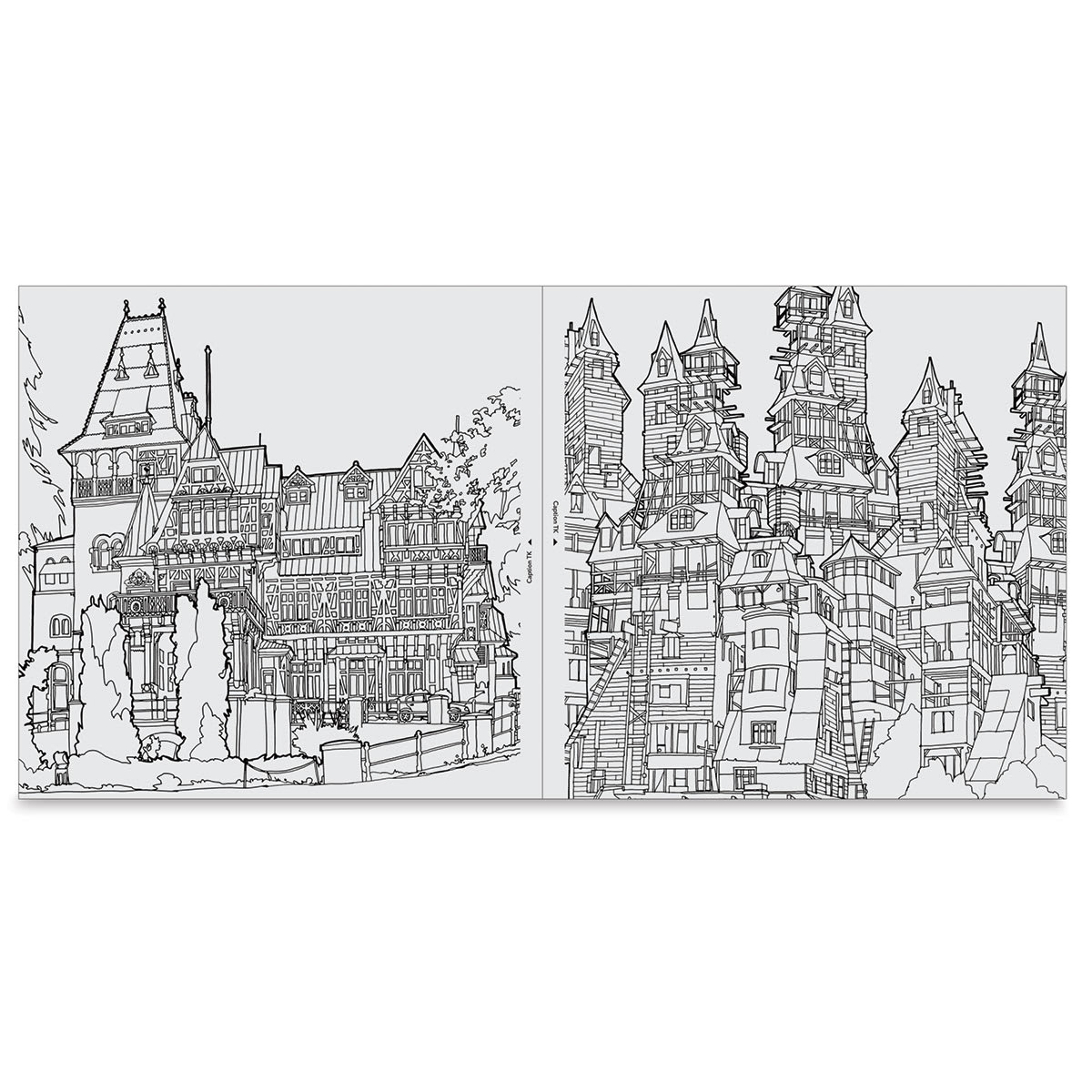 Fantastic Structures: A Coloring Book of Amazing Buildings Real and Imagined - European towns
