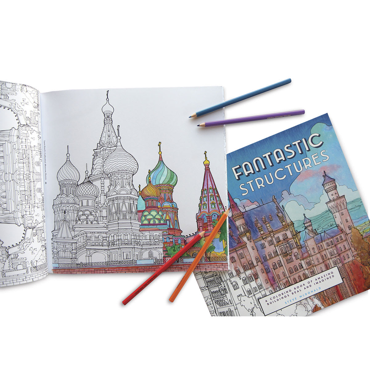 Fantastic Structures: A Coloring Book of Amazing Buildings Real and Imagined - Red Square picture