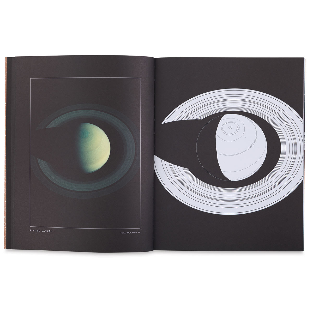 Earth and Space Coloring Book - Inside spread of Saturn and its rings