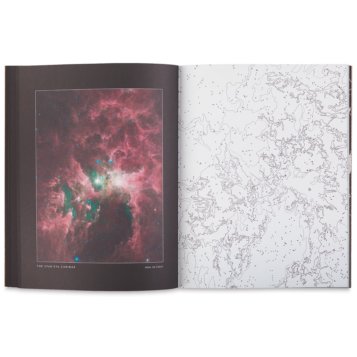 Earth and Space Coloring Book - Inside spread of Galaxy