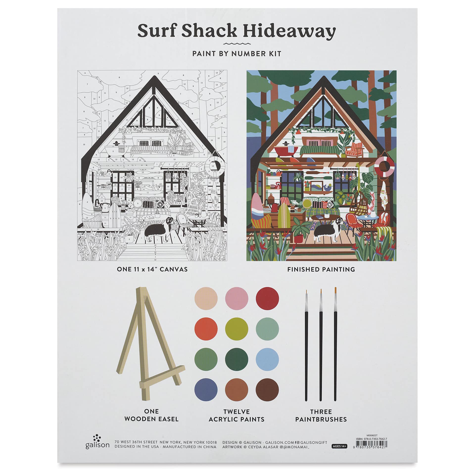 Surf Shack Hideaway Paint by Number Kit, back cover