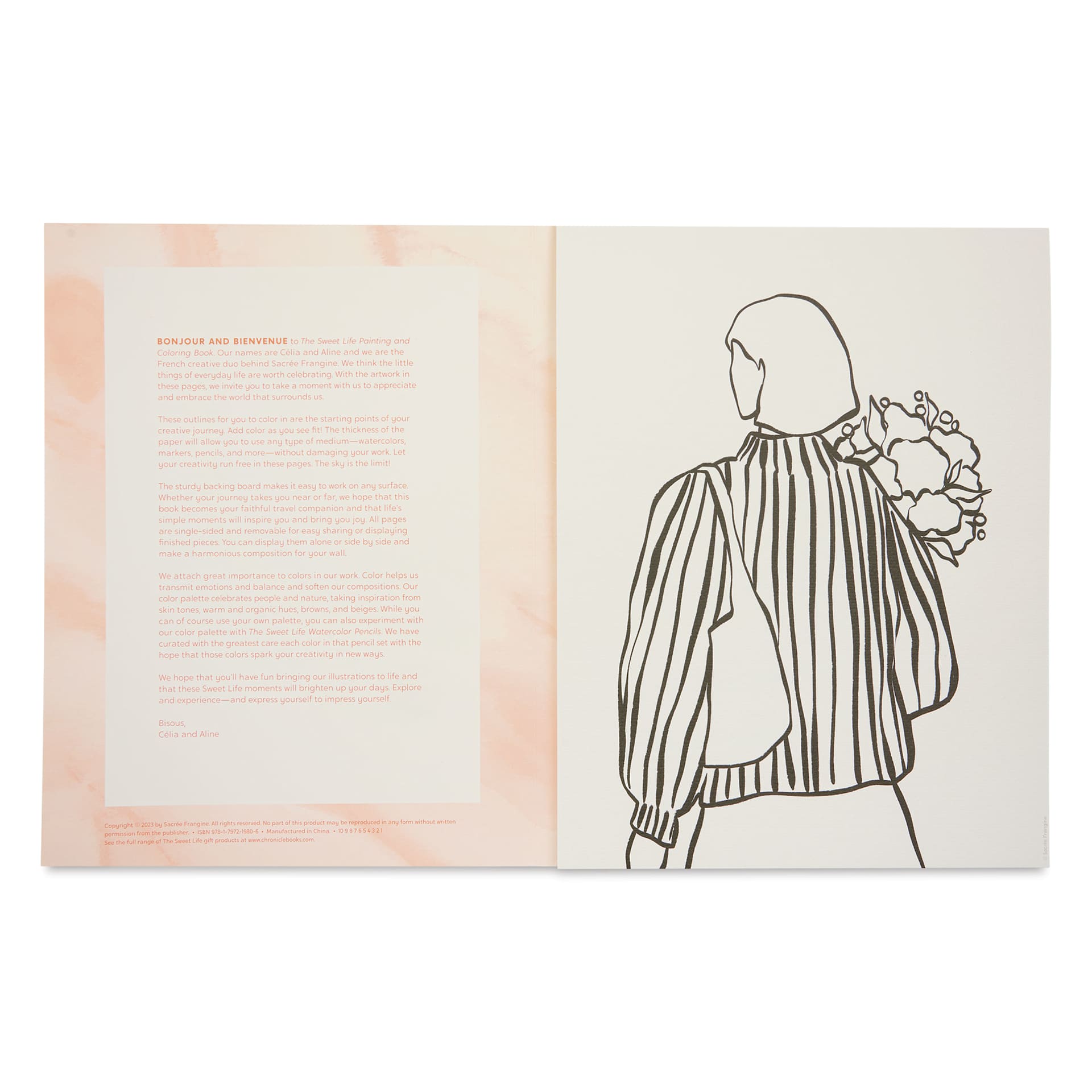 The Sweet Life Painting & Coloring Book, woman with flowers