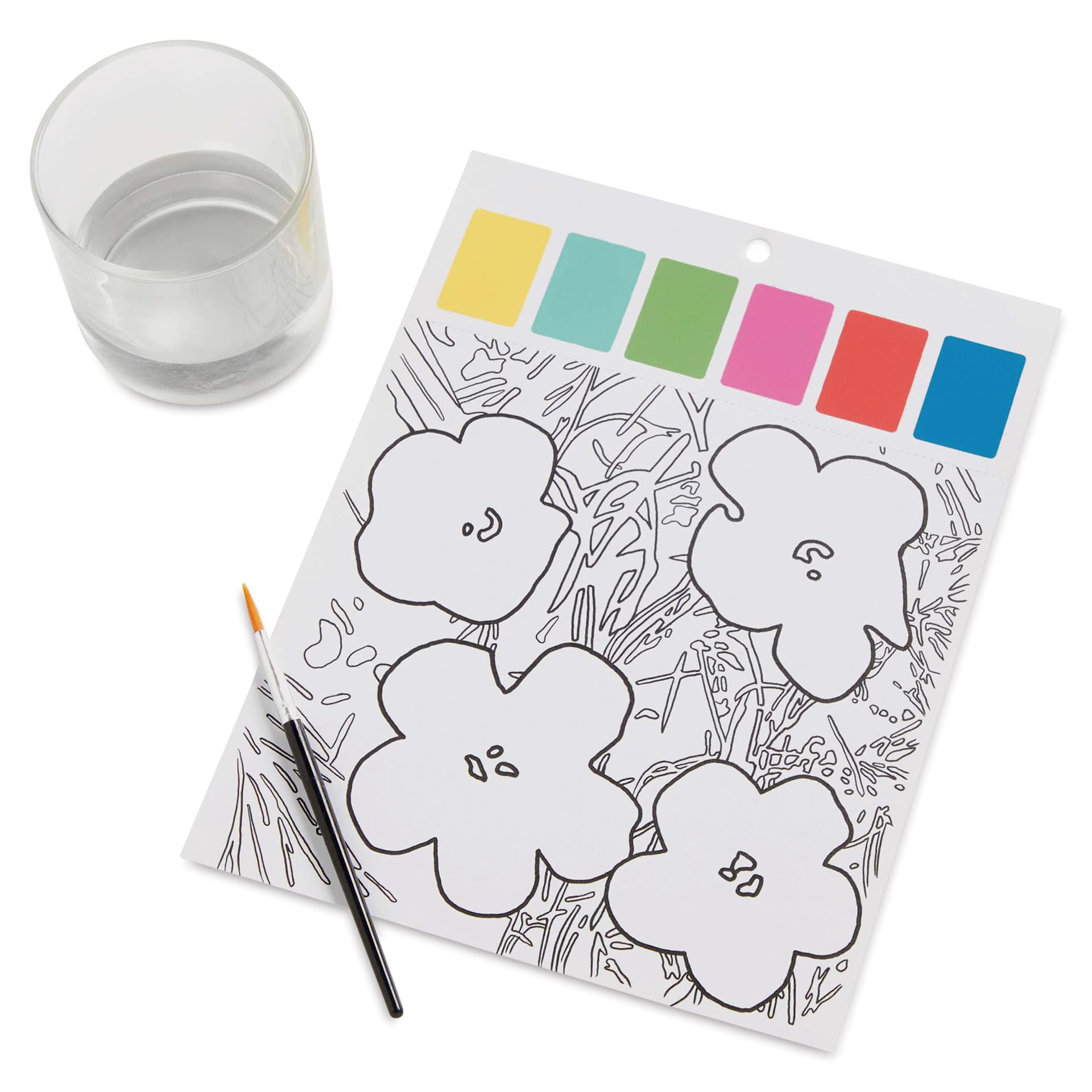 Mudpuppy Watercolor Paint-In Kit - Andy Warhol, flowers page
