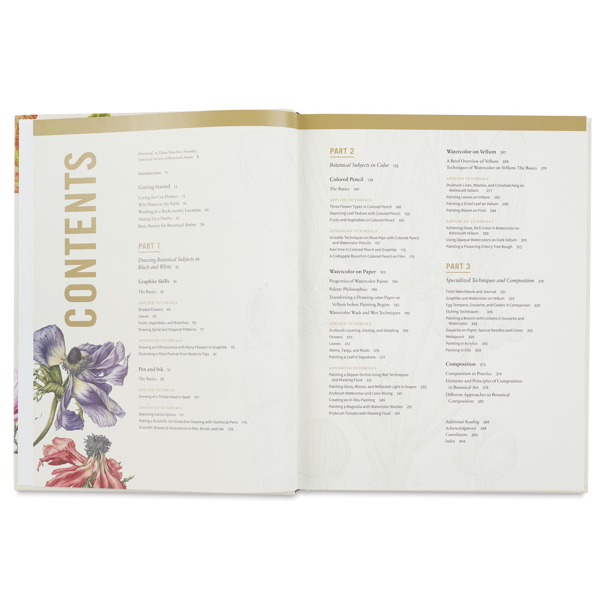 Botanical Art Techniques, table of contents