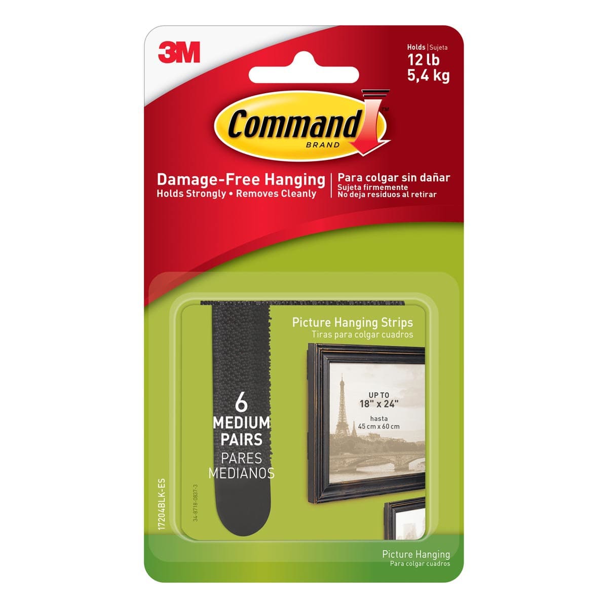 Command Picture Hanging Strips Medium Black - 4 Sets - Peggable