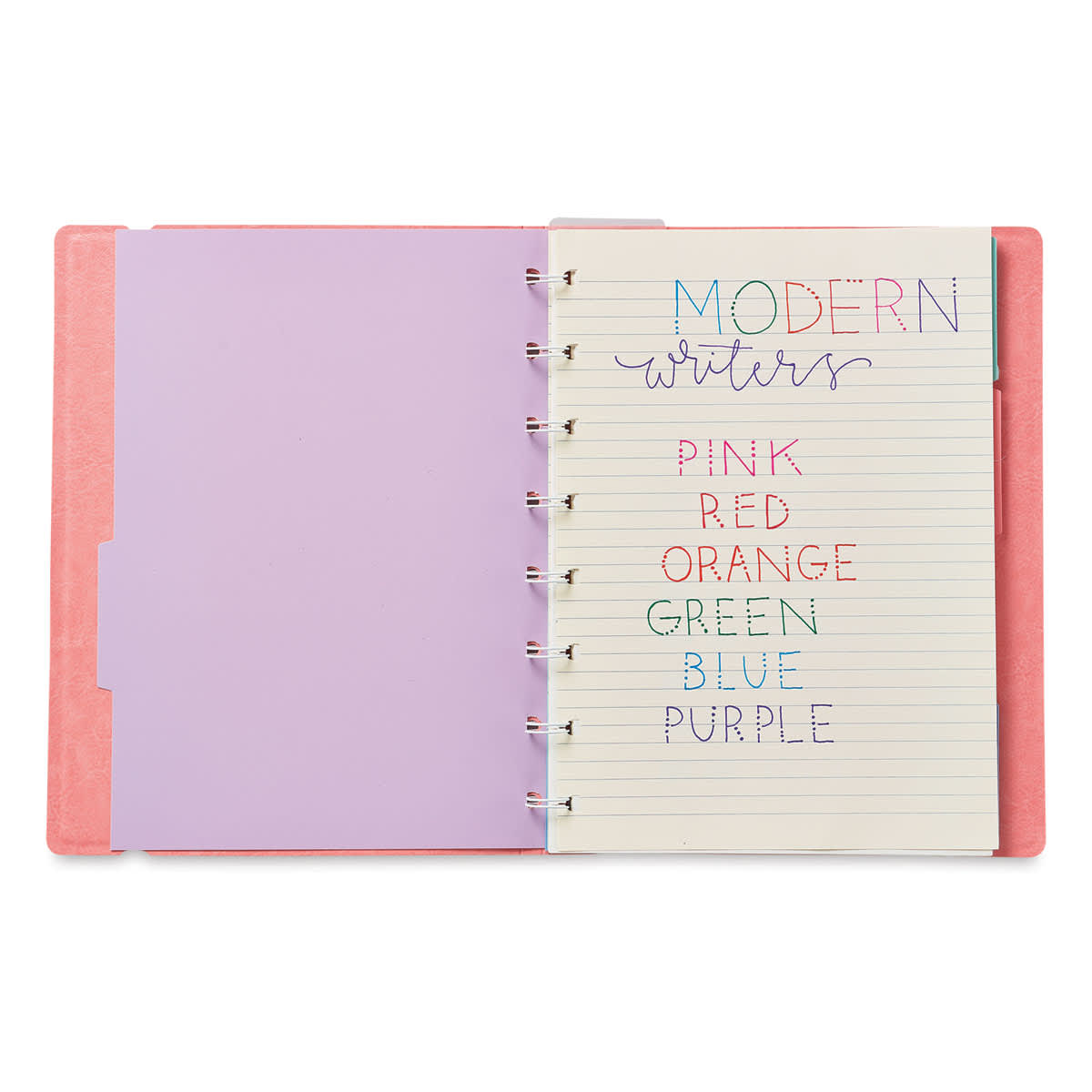 Ooly Fine Line Colored Gel Pens - Set of 6 (notebook open listing pen colors)