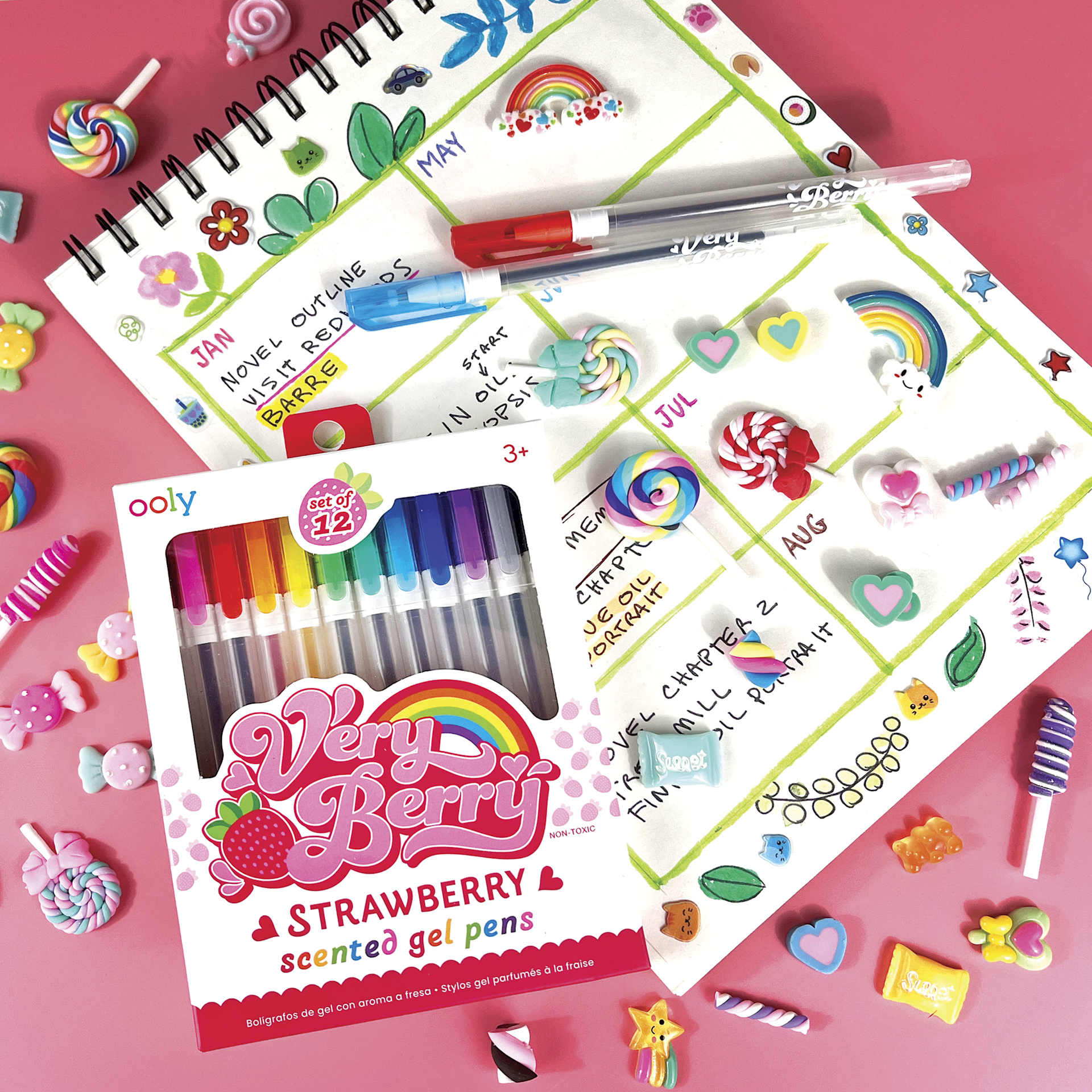 Ooly Very Berry Strawberry Scented Gel Pens