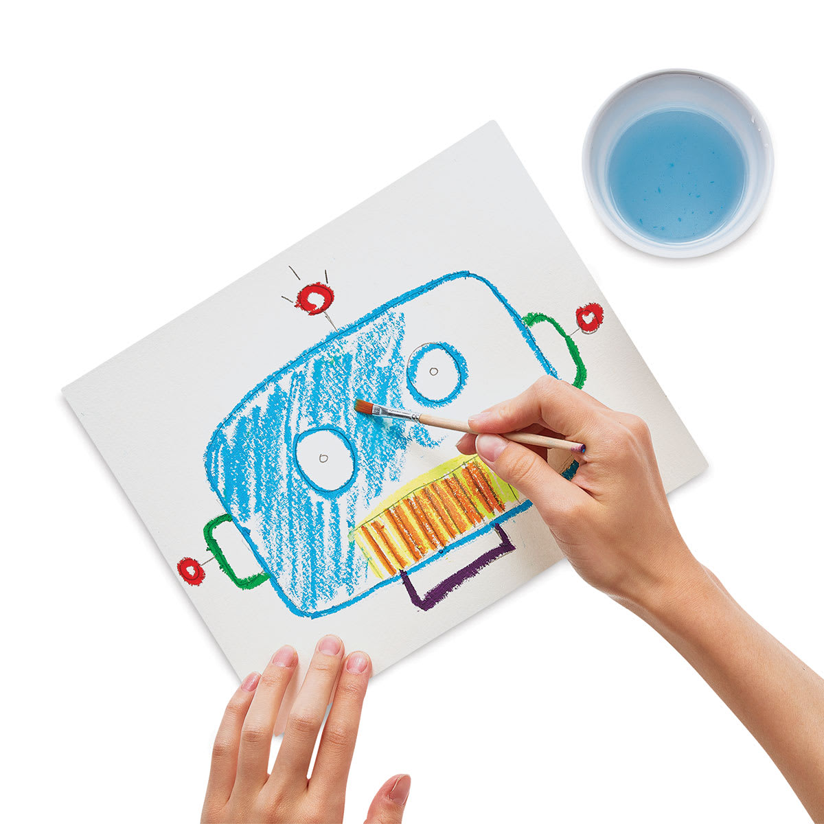 Ooly Smooth Stix Watercolor Gel Crayons (robot artwork)
