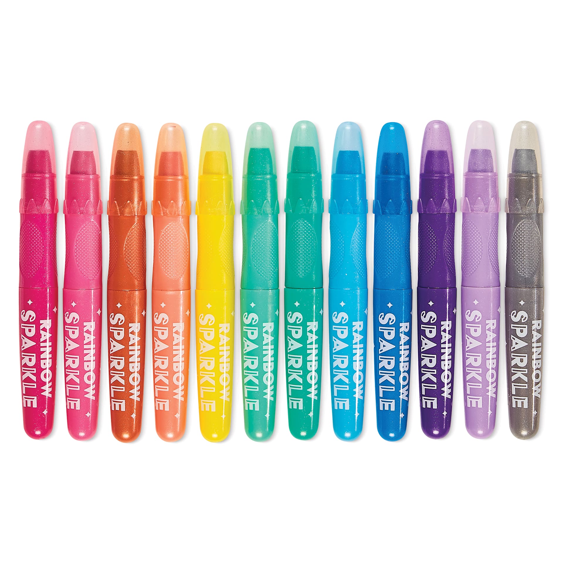 Ooly Rainbow Sparkle Metallic Watercolor Gel Crayon Set, caps on