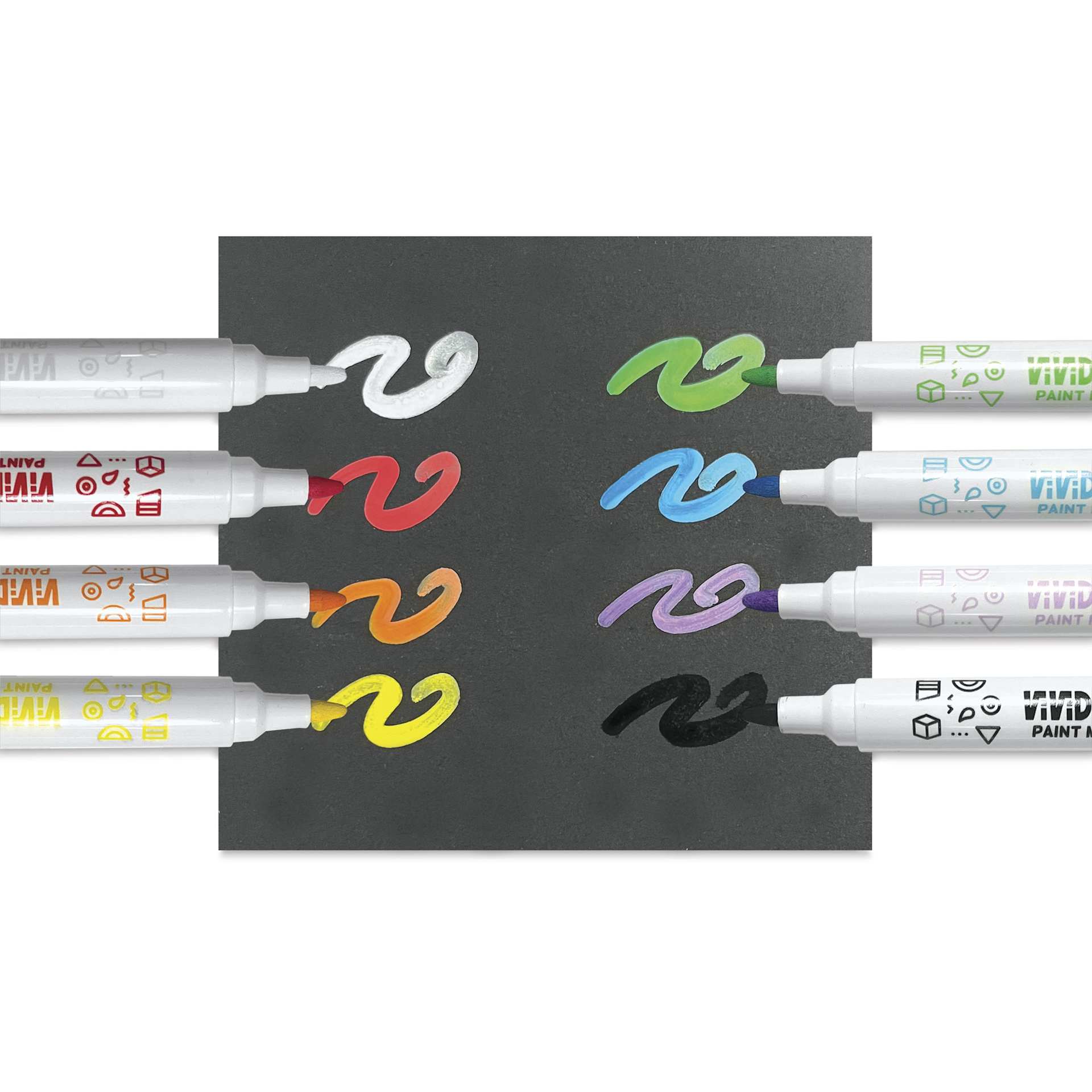 Ooly Vivid Pop! Water-Based Paint Marker Set - Primary, Set of 8, swatches