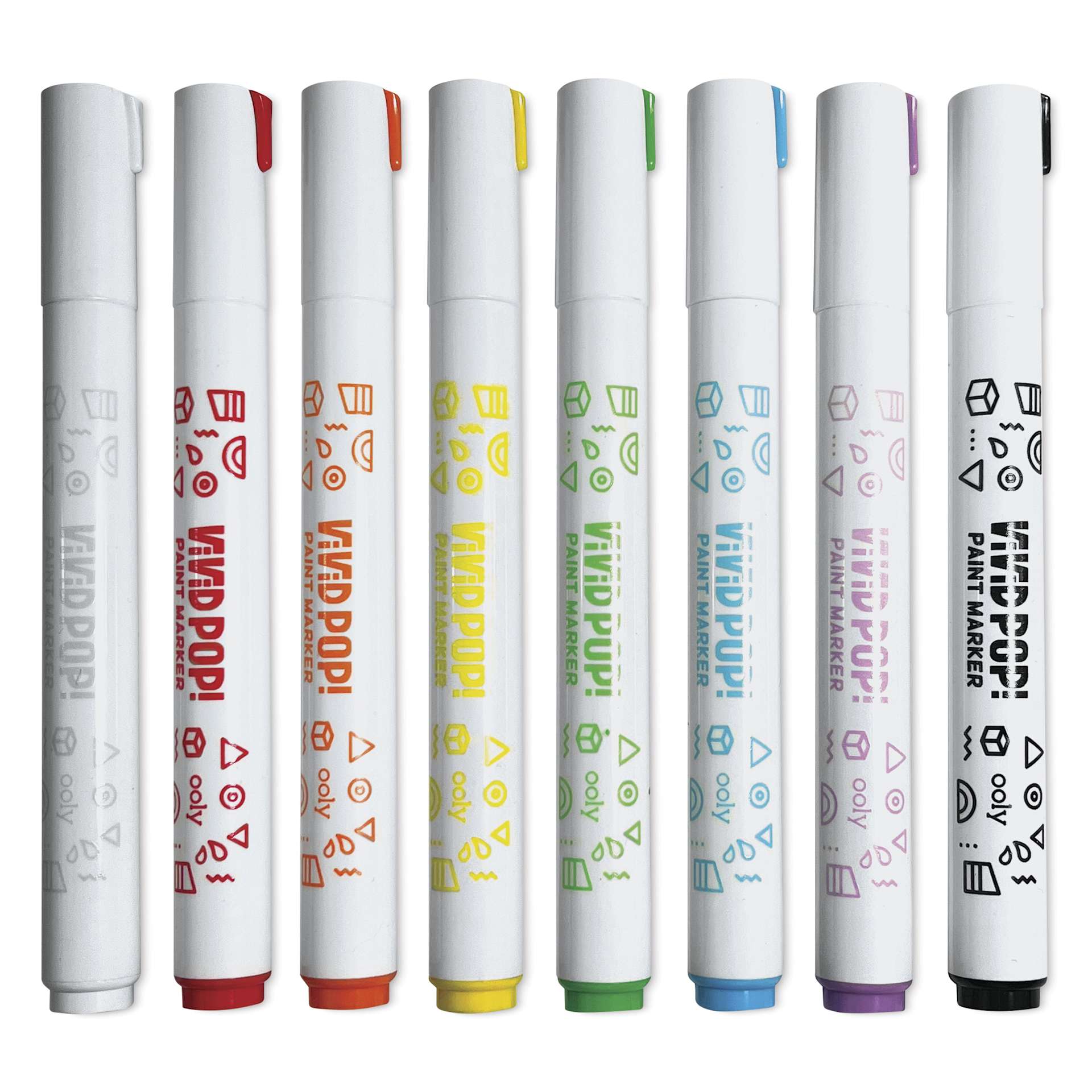 Ooly Vivid Pop! Water-Based Paint Marker Set - Primary, Set of 8