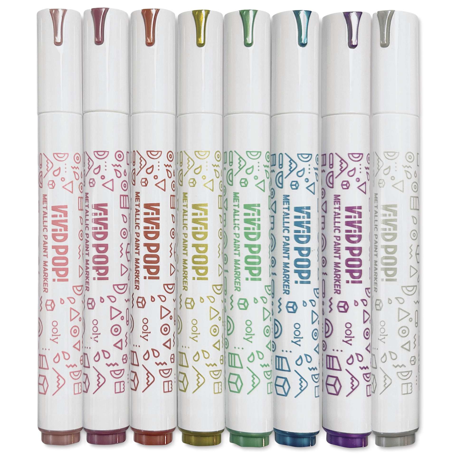 Ooly Vivid Pop! Water-Based Paint Marker Set - Metallic, Set of 8