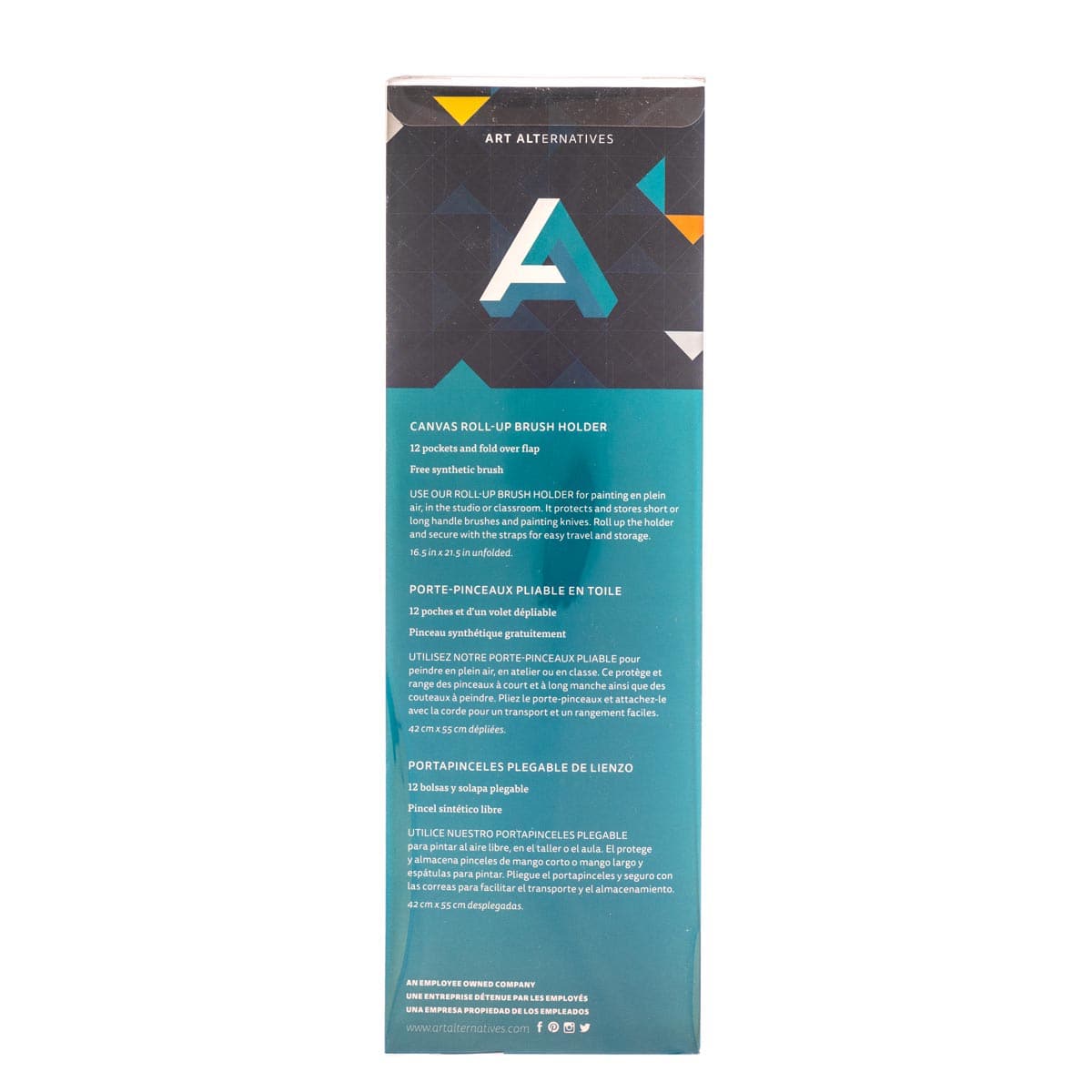 Art Alternatives Canvas Brush Holder and Brush back of packaging