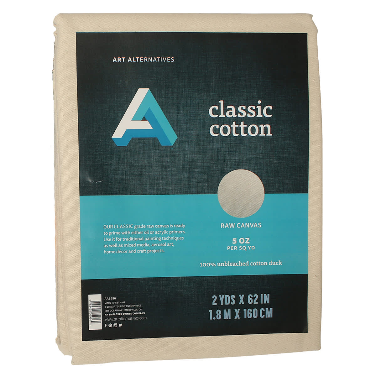 Art Alternatives Folded Canvas - 62 in x 2 yds, Unprimed, 5 oz