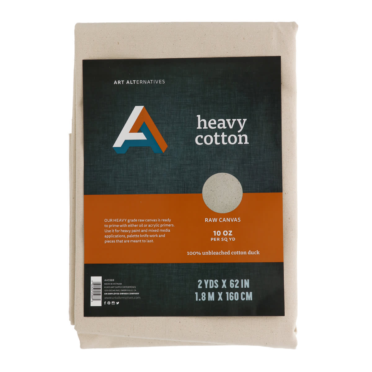 Art Alternatives Folded Canvas - 62 in x 2 yds, Unprimed, 10 oz front of packaging