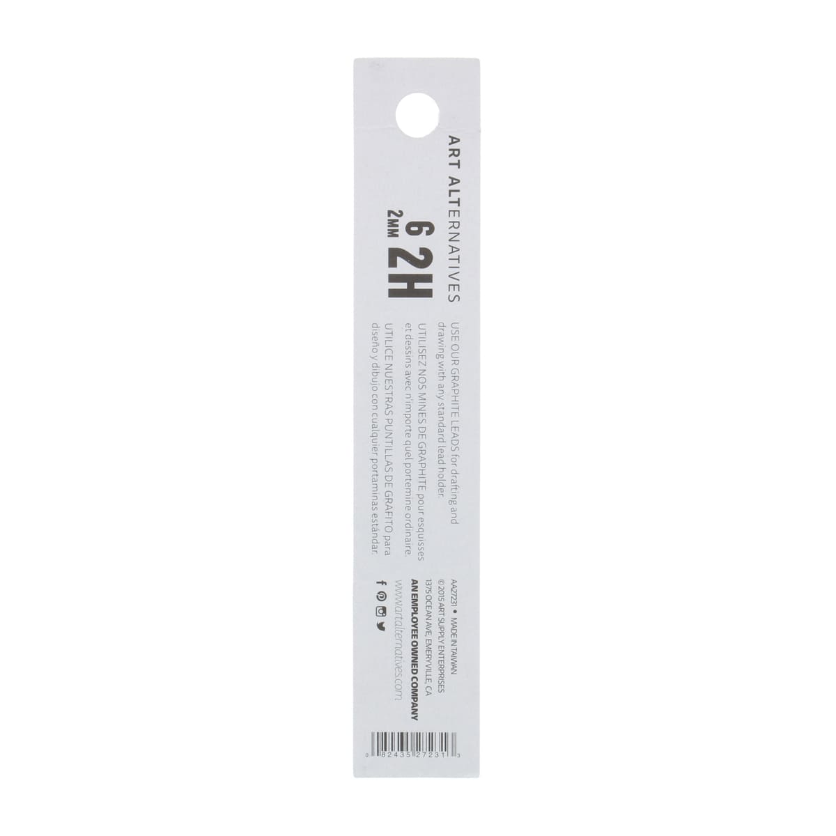 Art Alternatives Graphite Lead Refill - Pkg of 6, 2H, 2 mm back of package